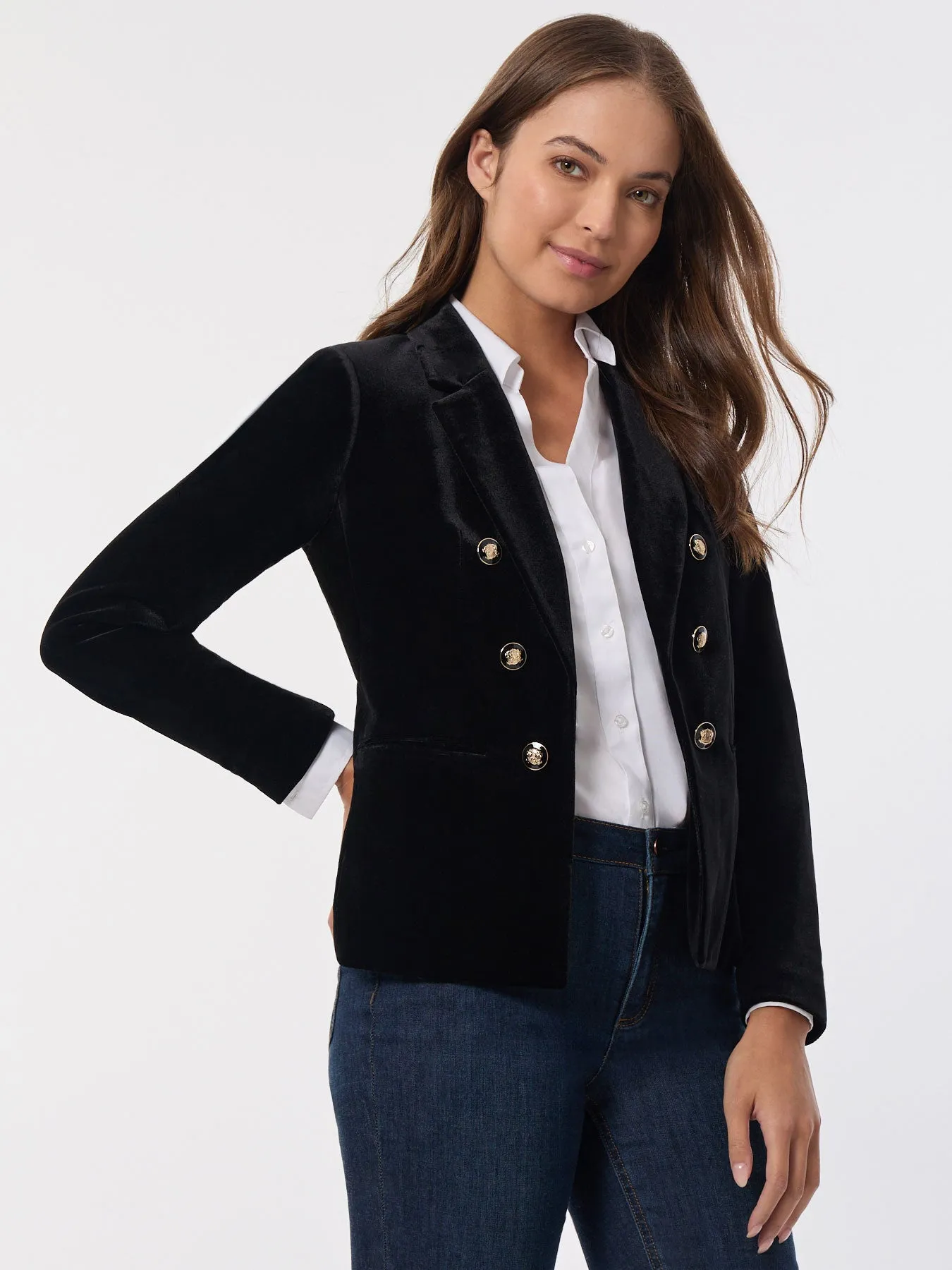 Faux Double Breasted Jacket, Velvet