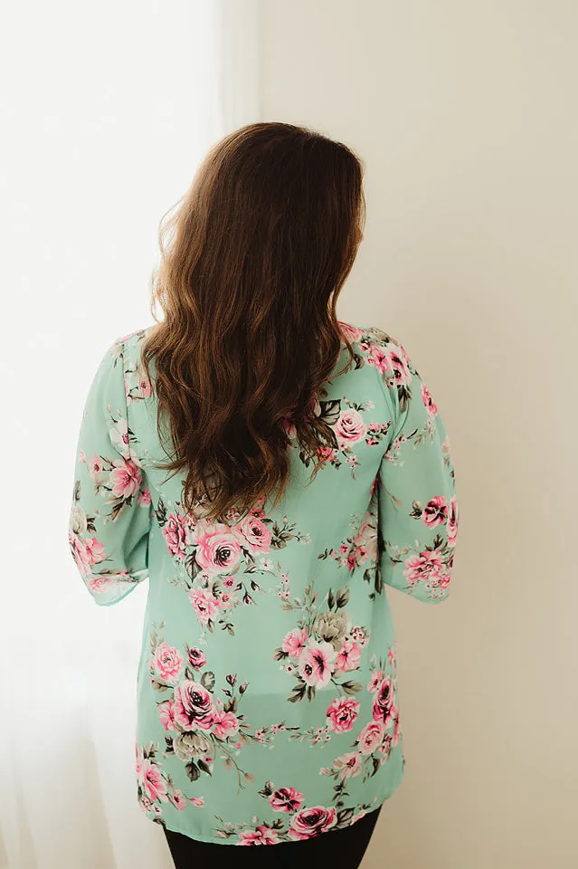 Floral Three Quarter Sleeve Kimono