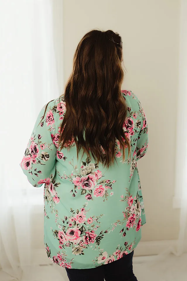 Floral Three Quarter Sleeve Kimono