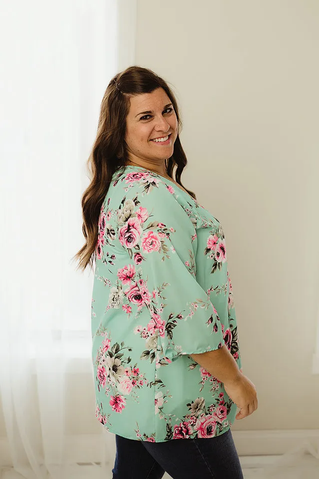 Floral Three Quarter Sleeve Kimono