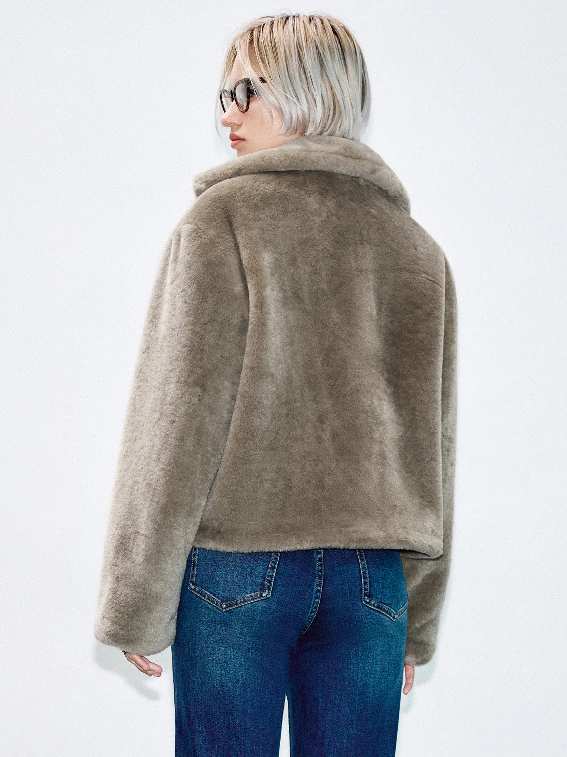 Fluffy High Collar Loose Jackets