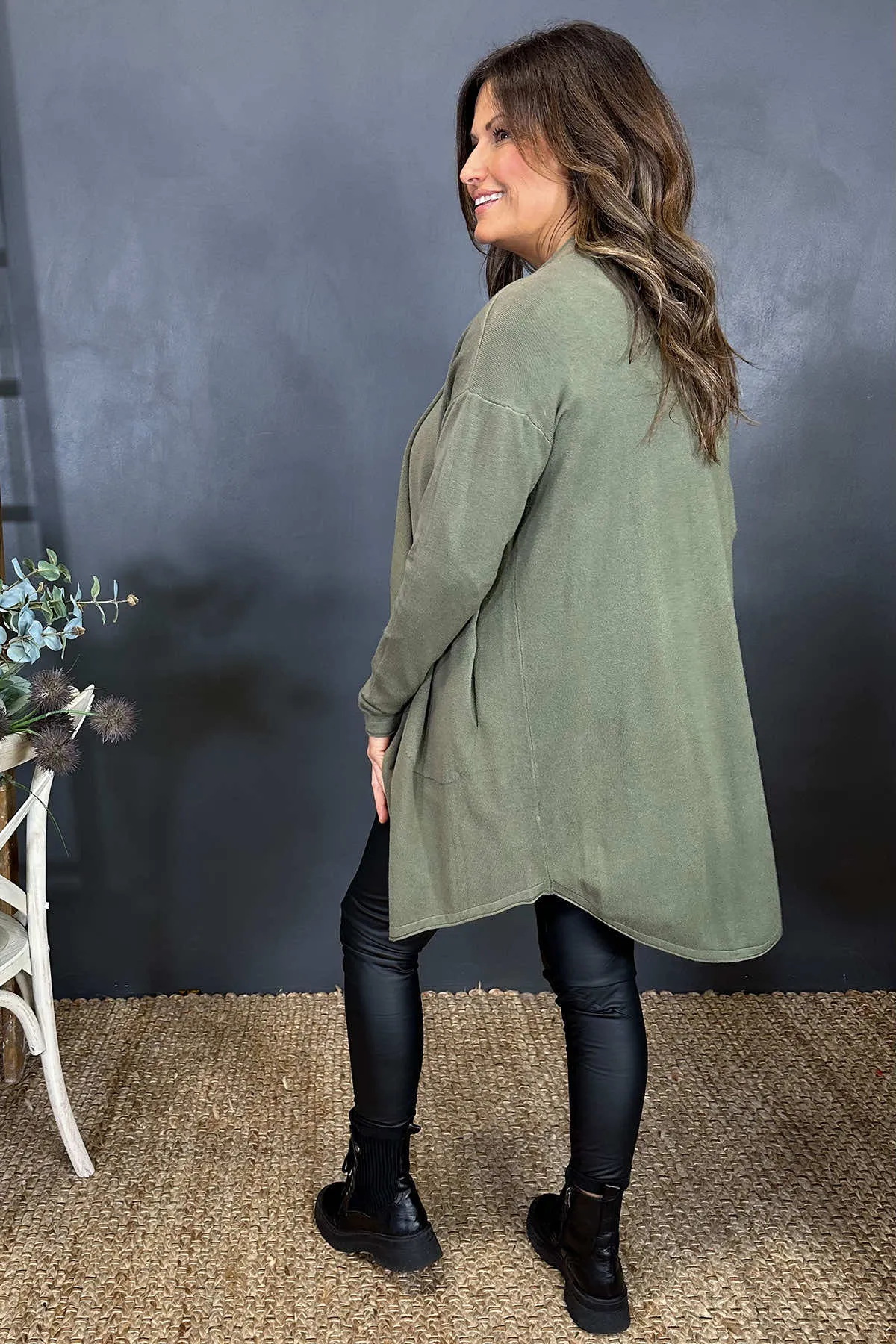 Frida Drape Front Cardigan Light Khaki