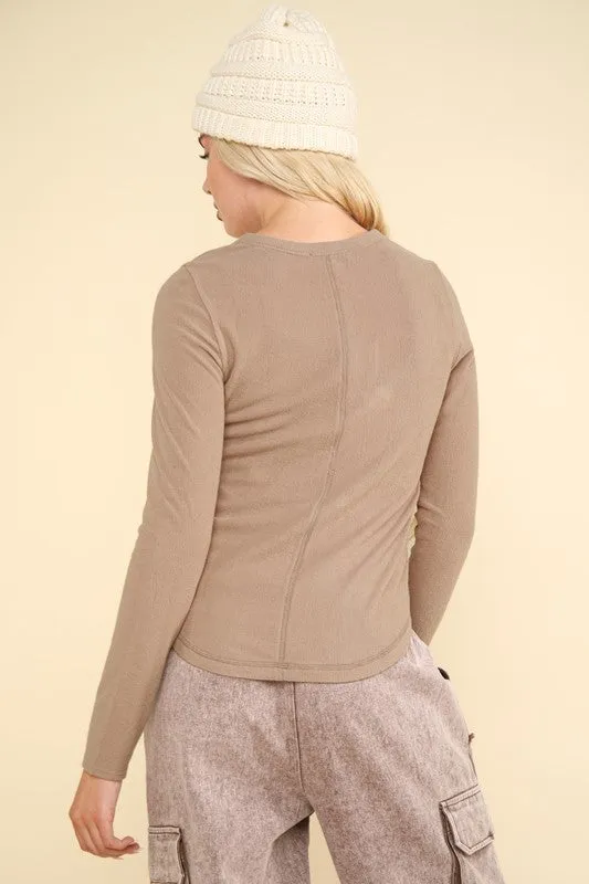 Grace Soft Cozy Brushed Ribbed Knit Top