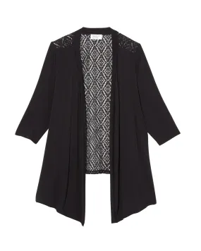 Helen 3/4 Sleeve Pointelle Back Cardigan | Black