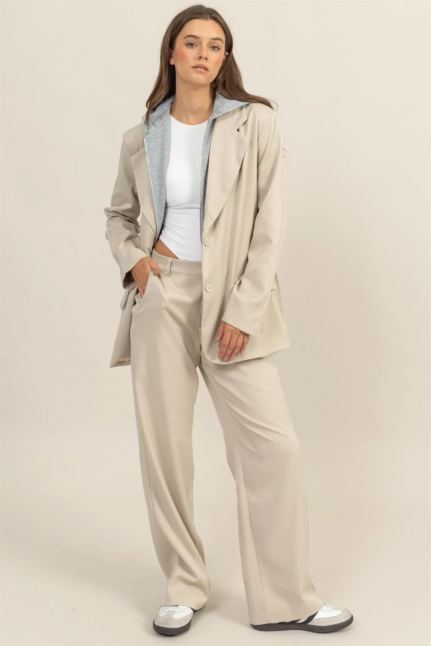 HF24F969-RELAXED TWOFER BLAZER WITH HOODIE INSERT