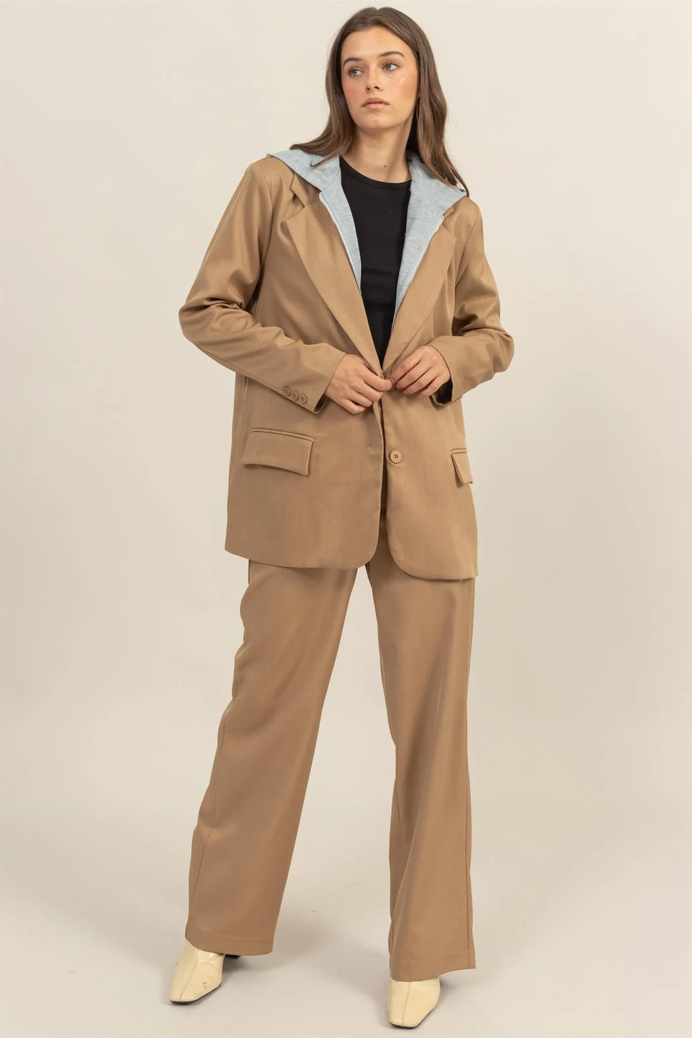 HF24F969-RELAXED TWOFER BLAZER WITH HOODIE INSERT