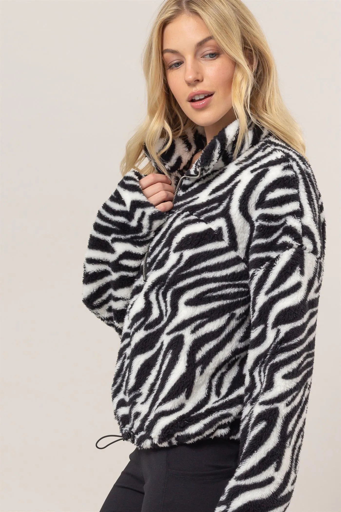 HF25C246-Animal Sherpa Half-Zip Pullover