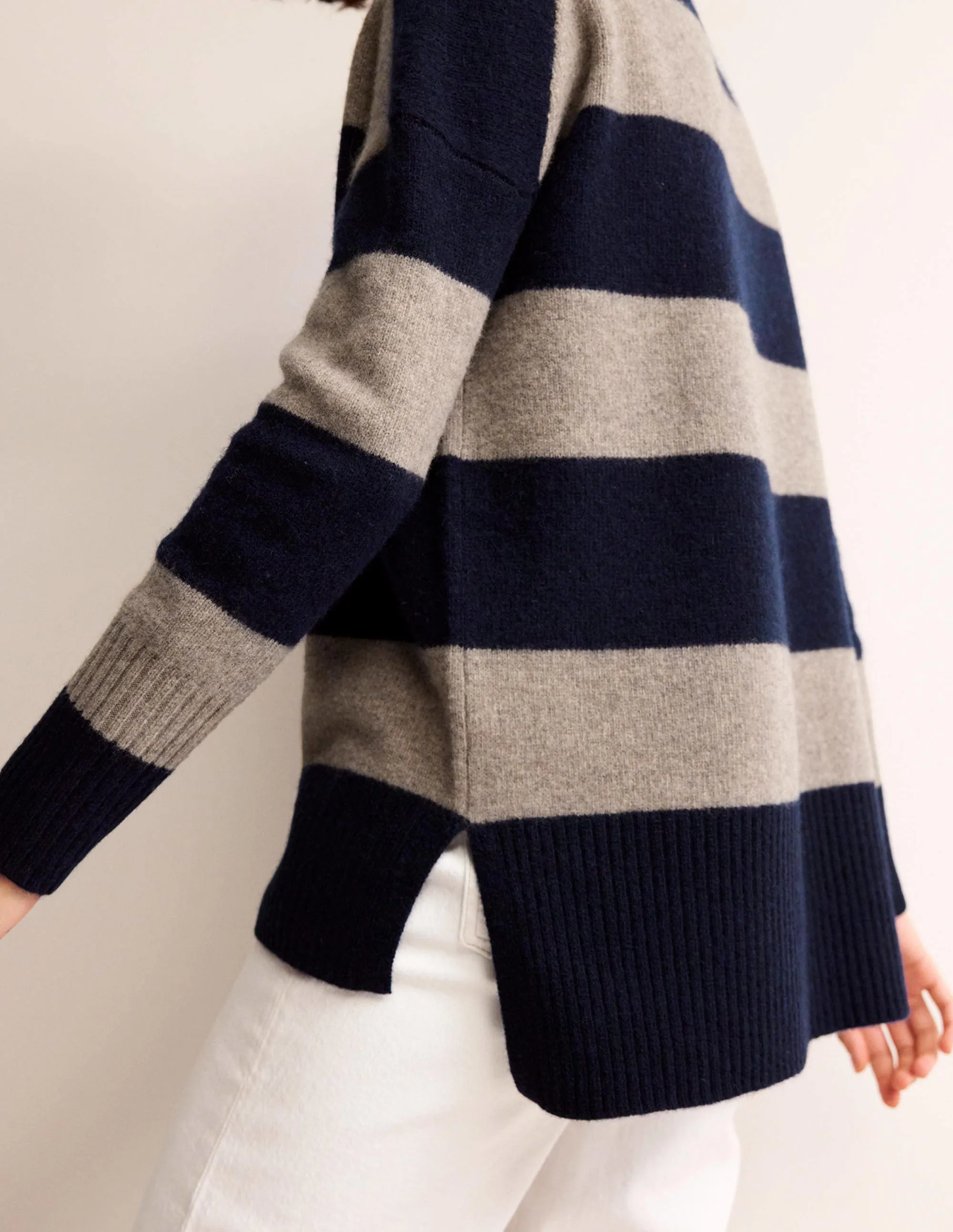 Jessica Oversized Jumper-Navy and Chinchilla Melange