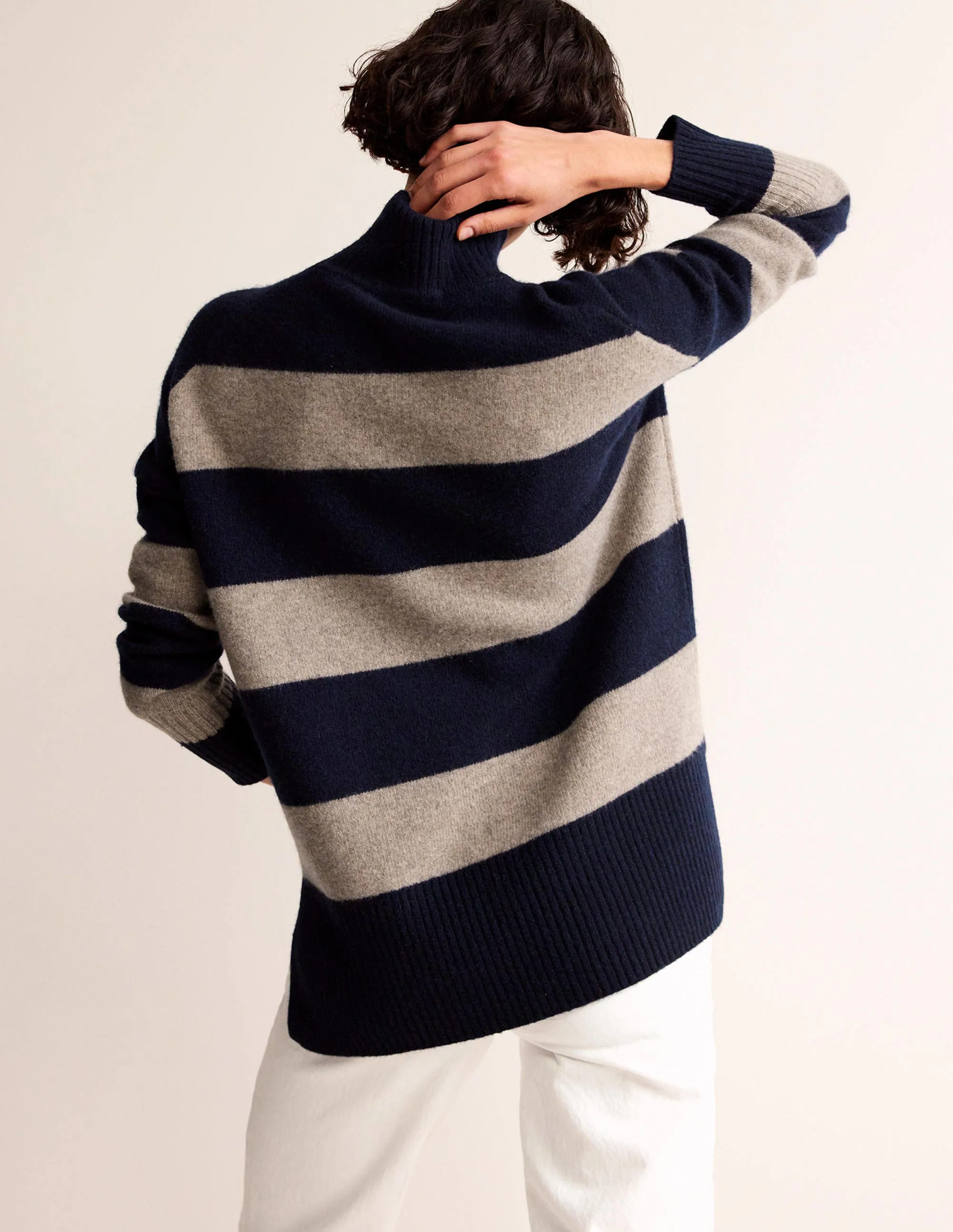 Jessica Oversized Jumper-Navy and Chinchilla Melange