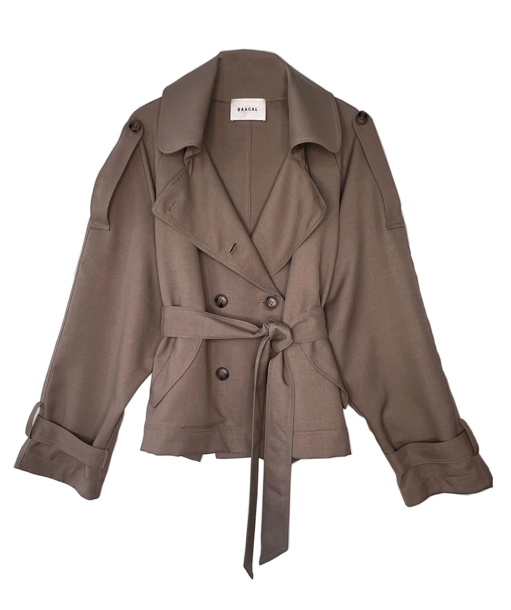 Julia Short Trench Coat- Taupe Wool