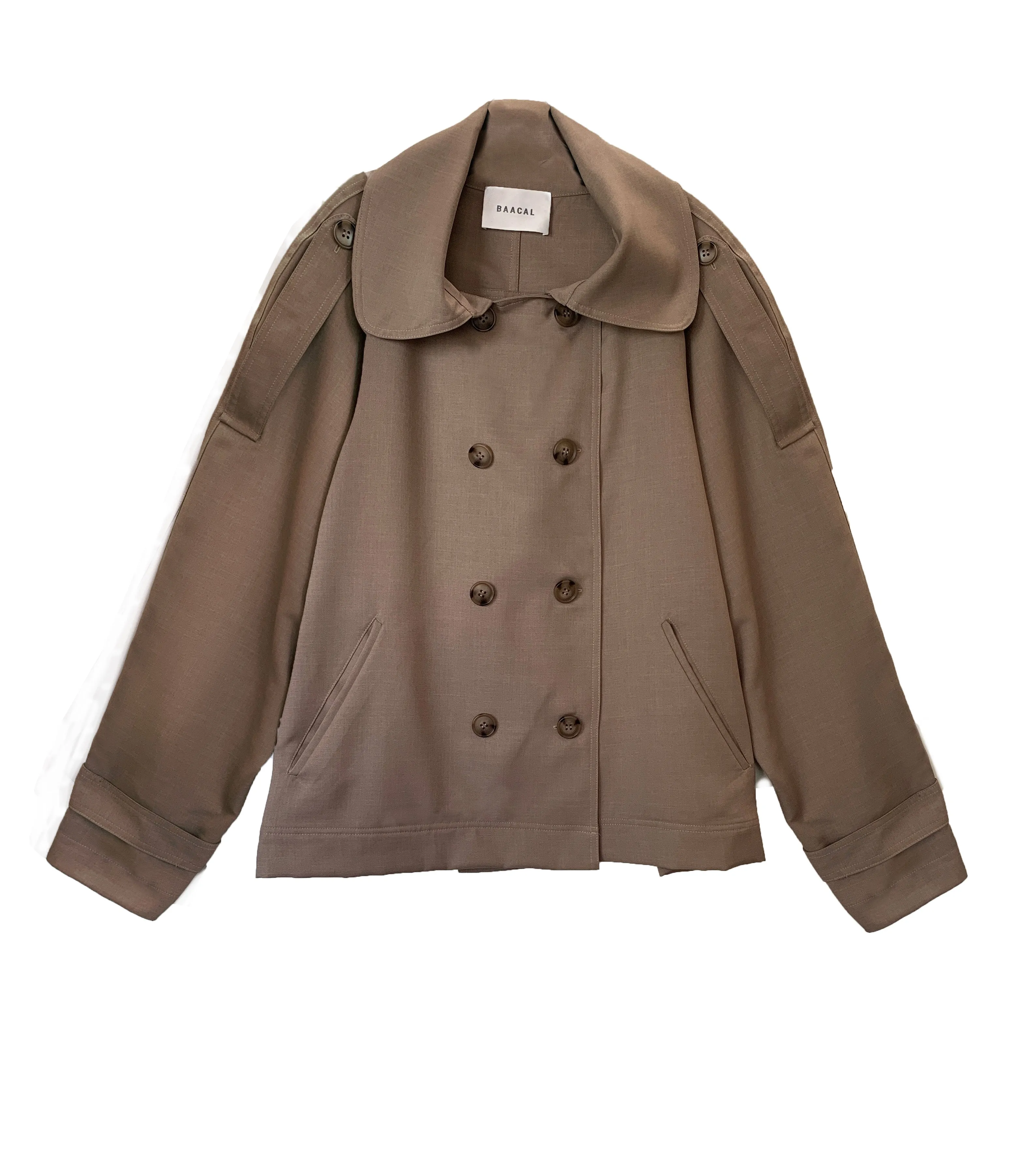 Julia Short Trench Coat- Taupe Wool