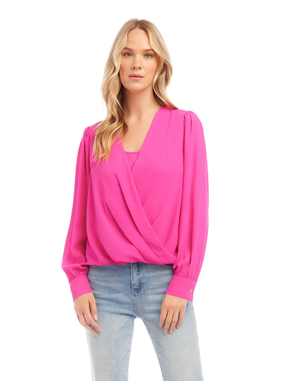 Karen Kane - Drape Front Top - Hot Pink