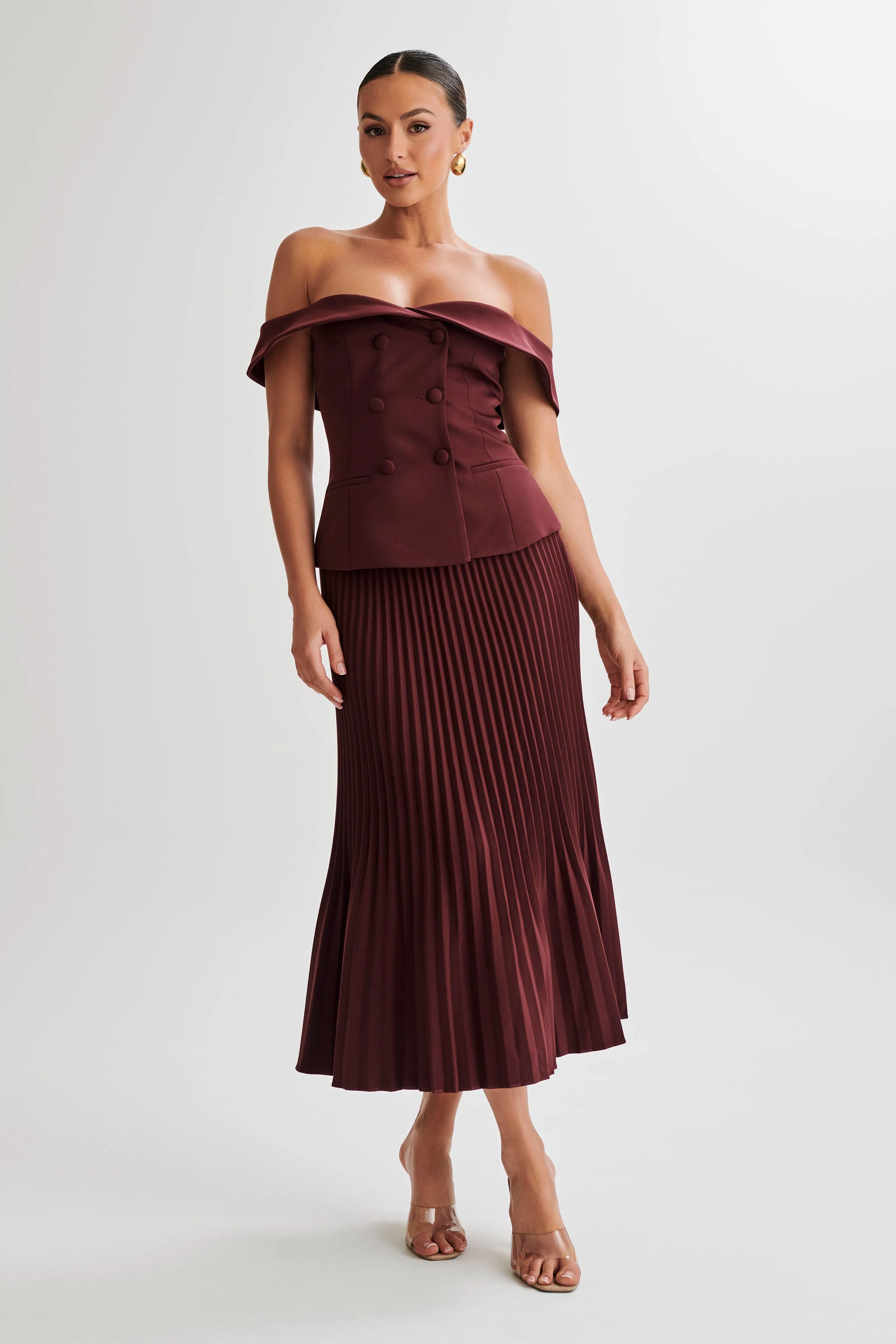 Krista Strapless Suiting Top - Plum