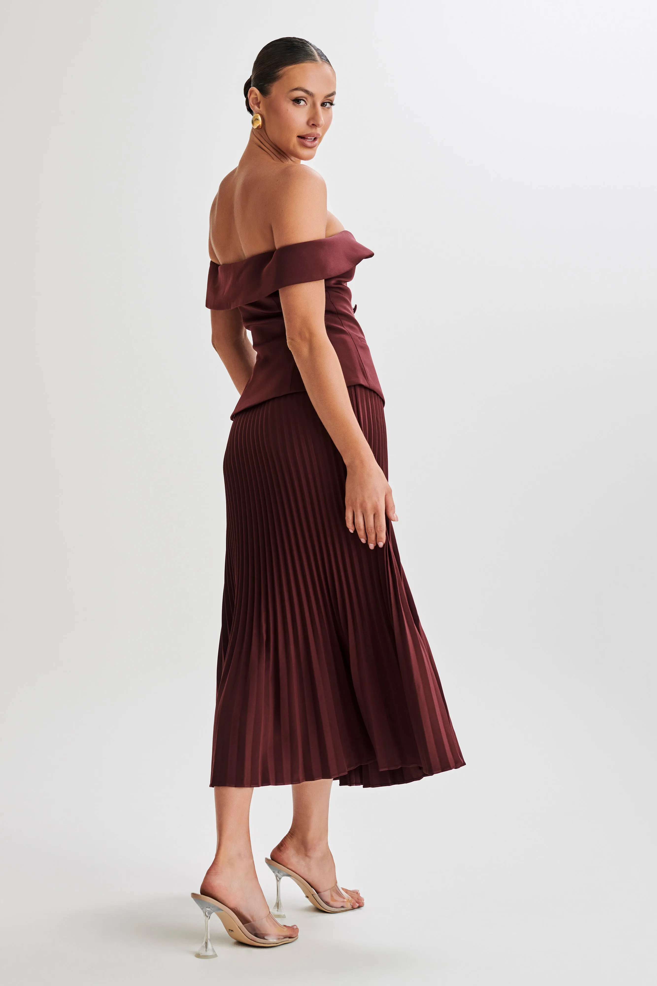 Krista Strapless Suiting Top - Plum