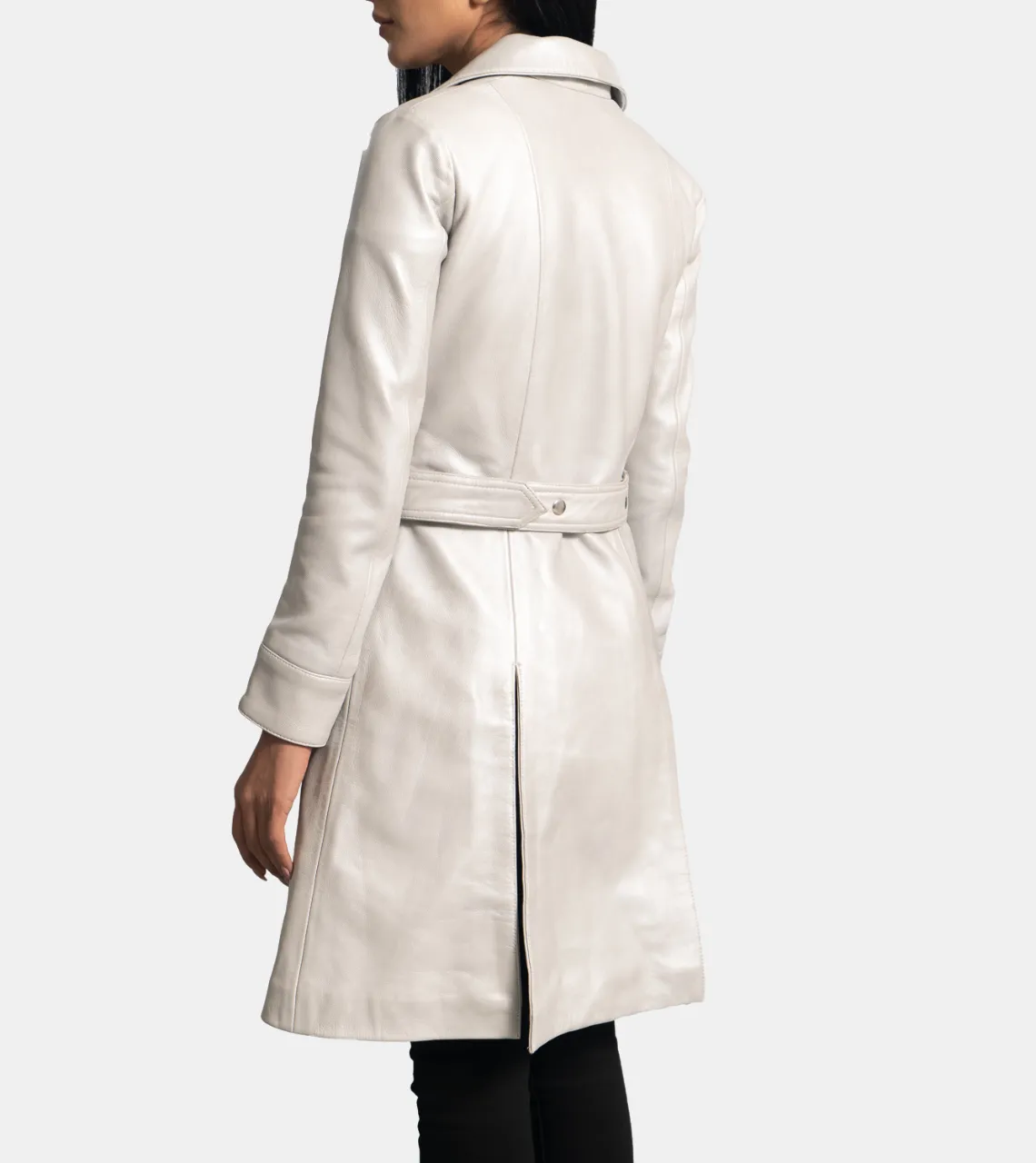 Lavinia Women's Ivory Leather Trench Coat