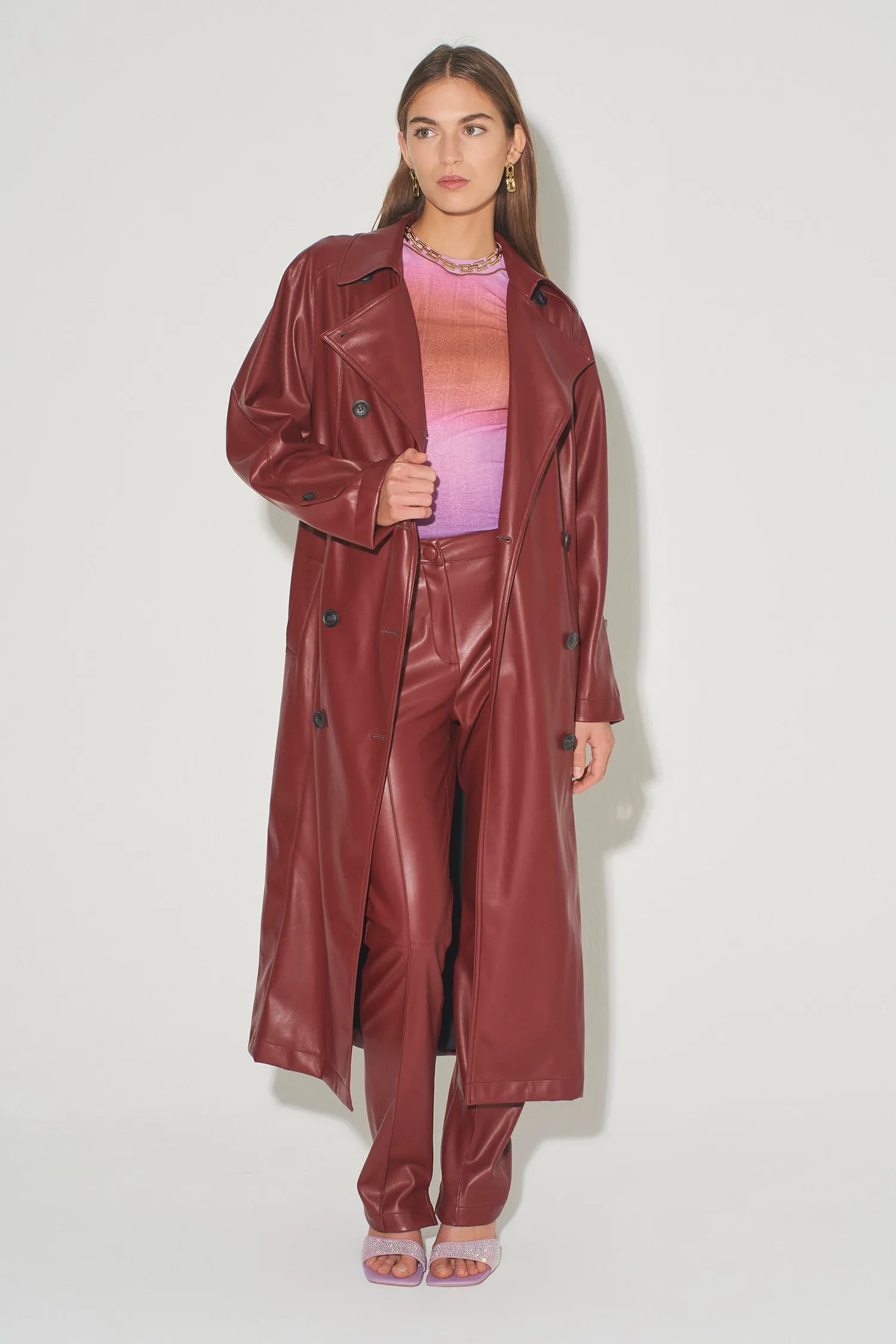 Lee Leather Trench Shiraz