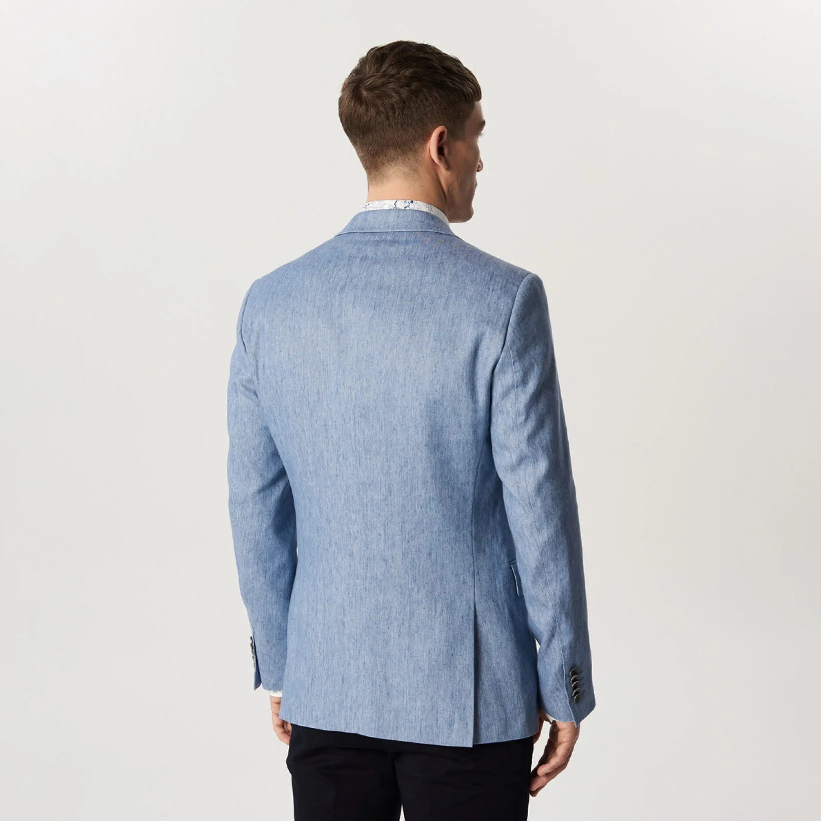 Linen Cotton Sateen Blazer Chambray