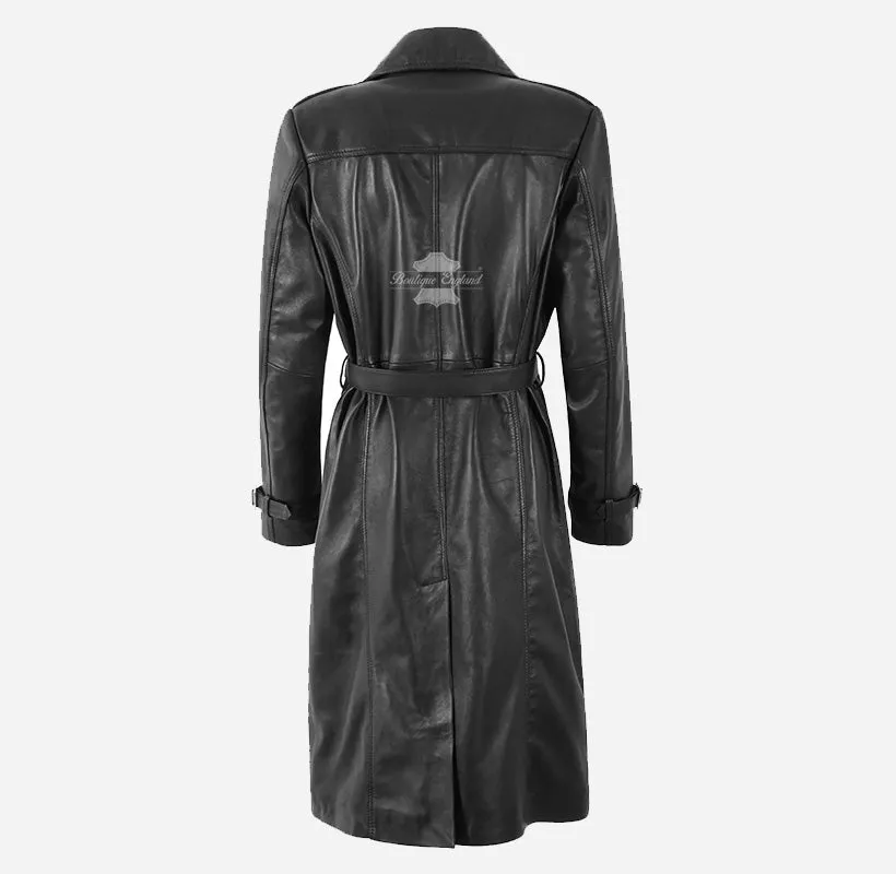 London Obsession Women Oversized Leather Trench Coat Long Coat