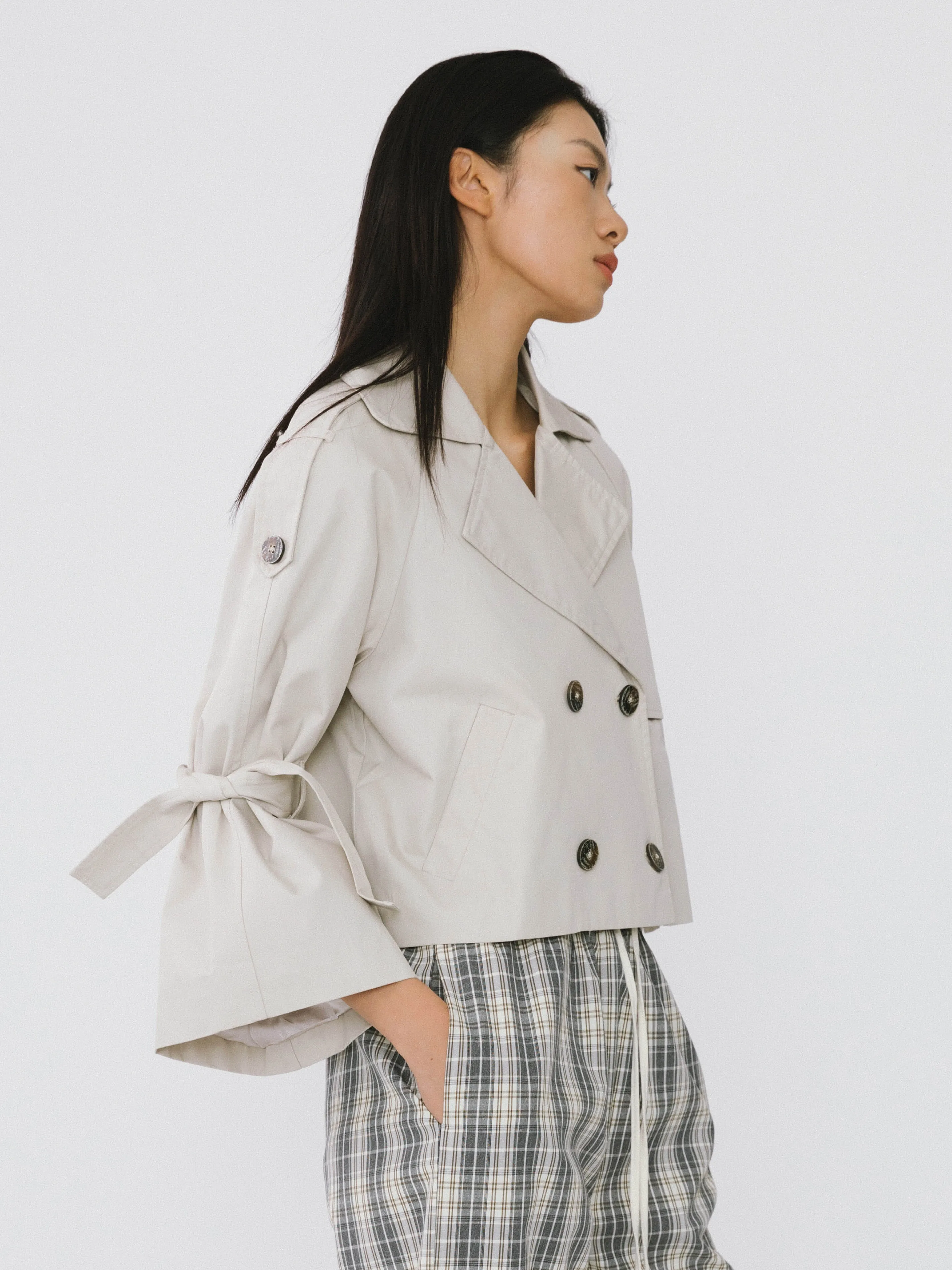 Loose Sleeved Short Trench Coat