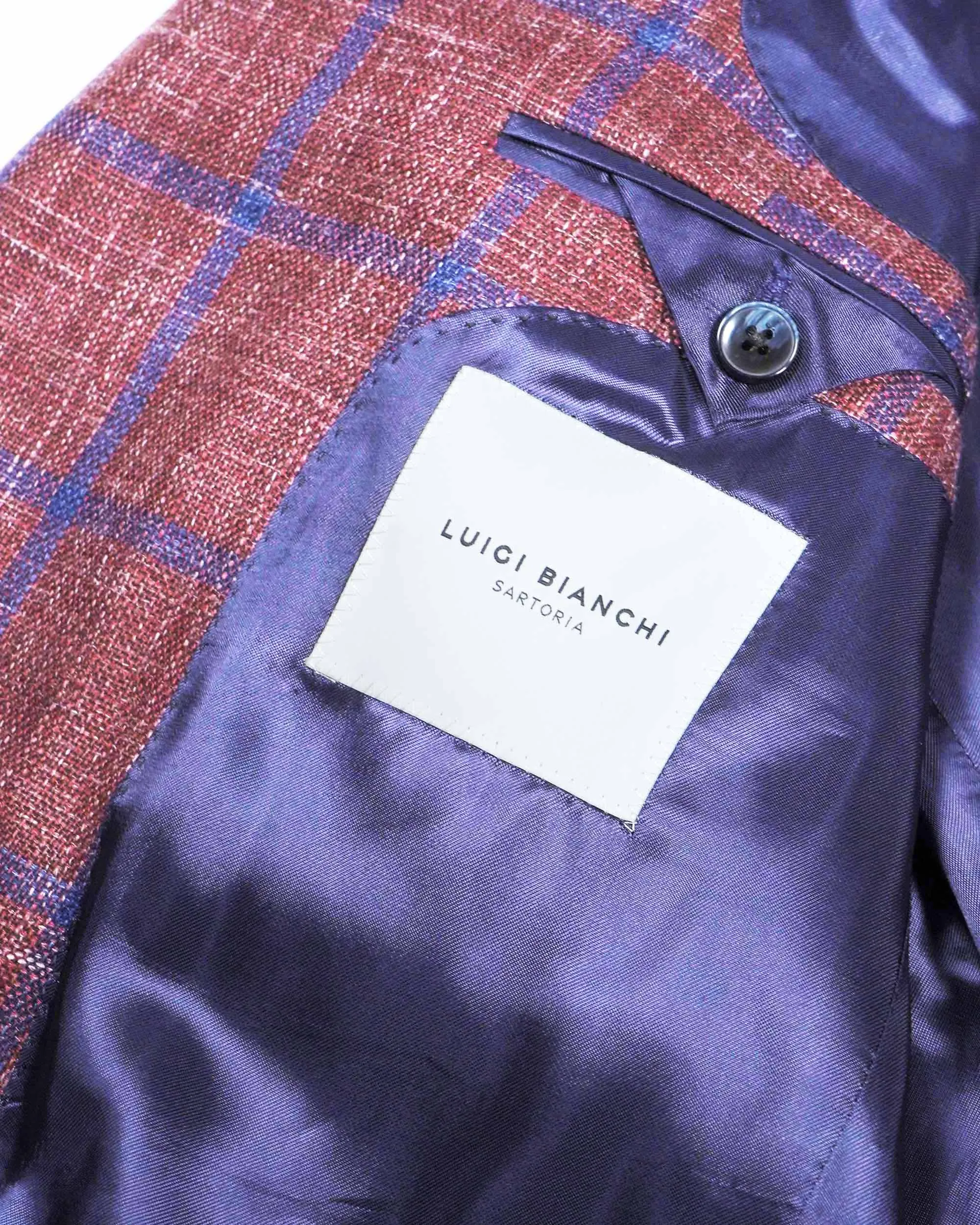 Luigi Bianchi Checkered Wool-Silk-Linen Sports Jacket - Wine