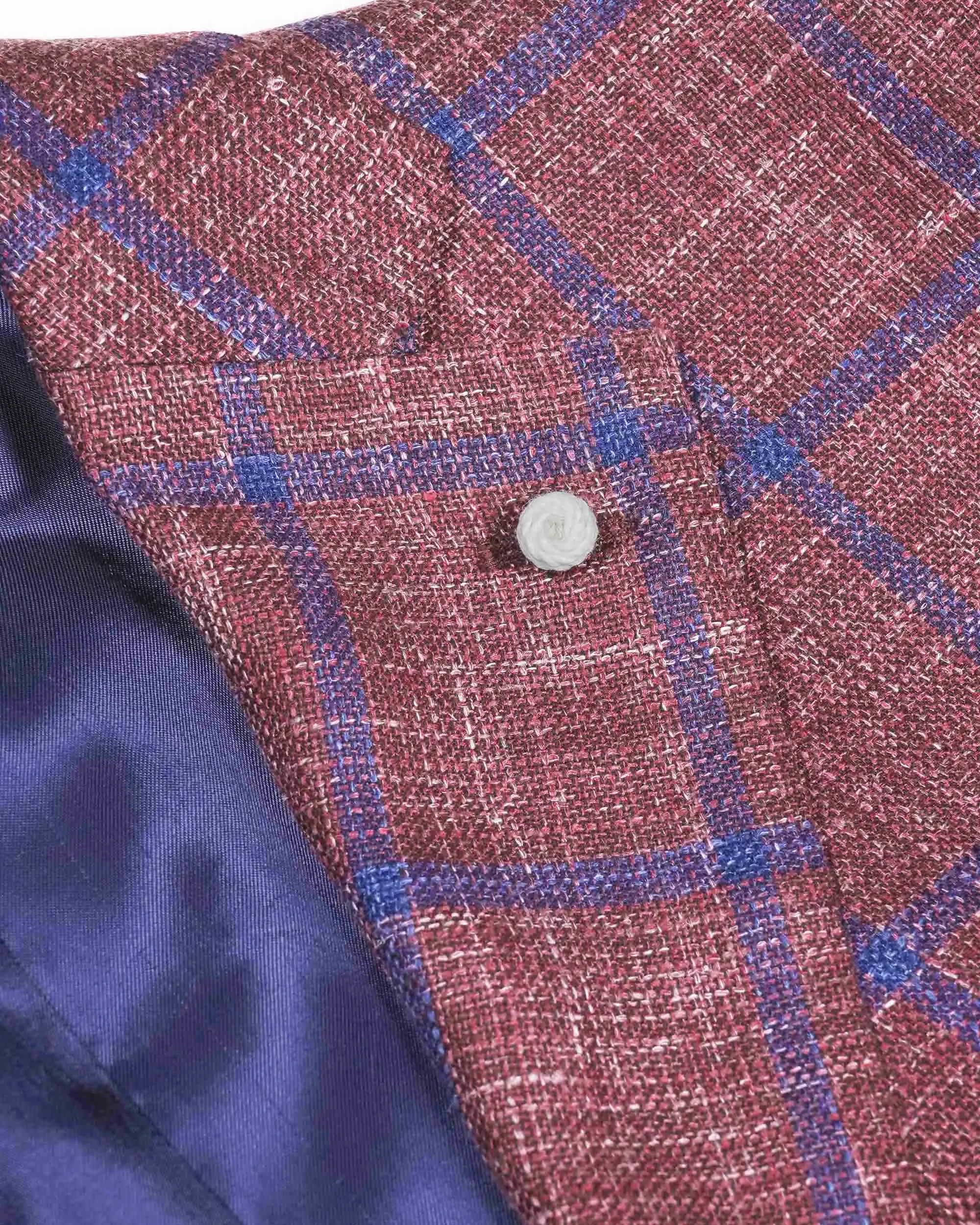 Luigi Bianchi Checkered Wool-Silk-Linen Sports Jacket - Wine