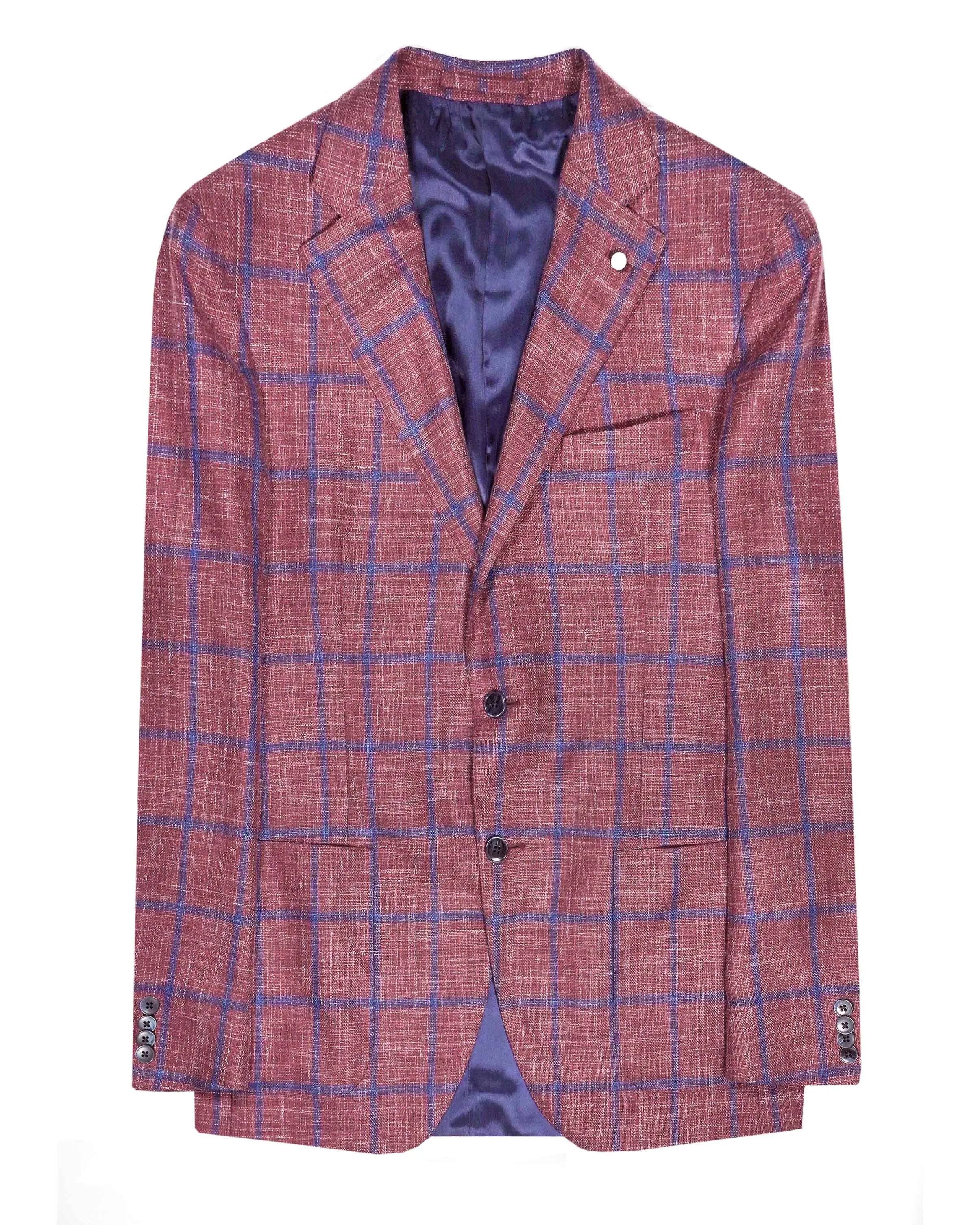 Luigi Bianchi Checkered Wool-Silk-Linen Sports Jacket - Wine