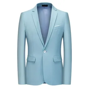 Men Blazer - 1-Button Style Formal Blazer - Light Blue