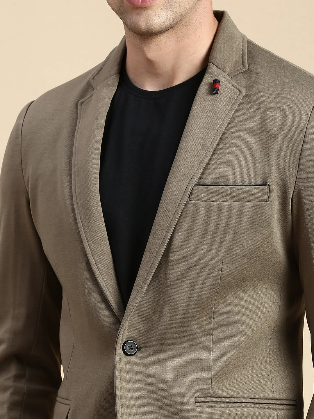 Men Green Solid Casual Blazer