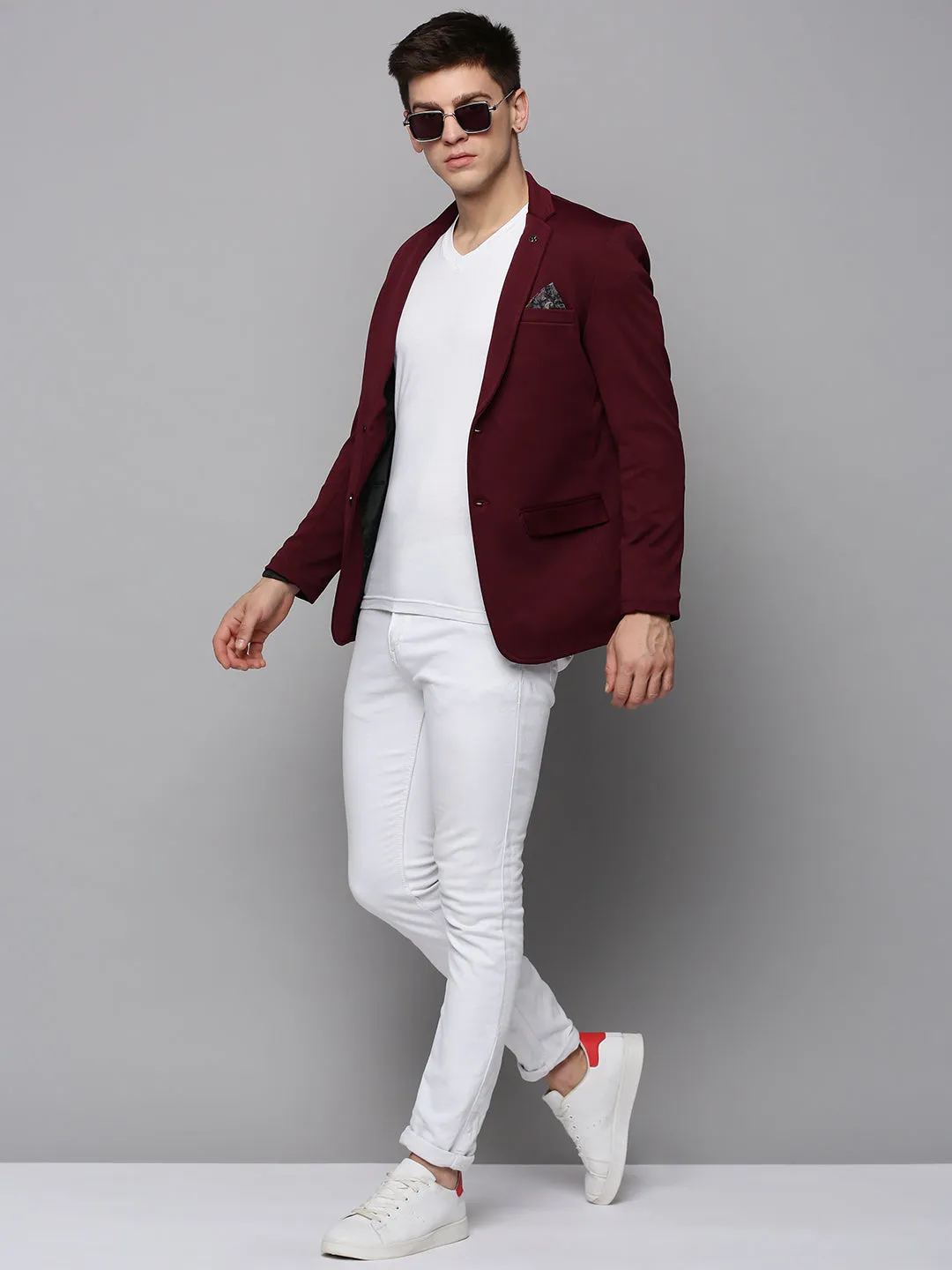 Men Red Solid Blazer