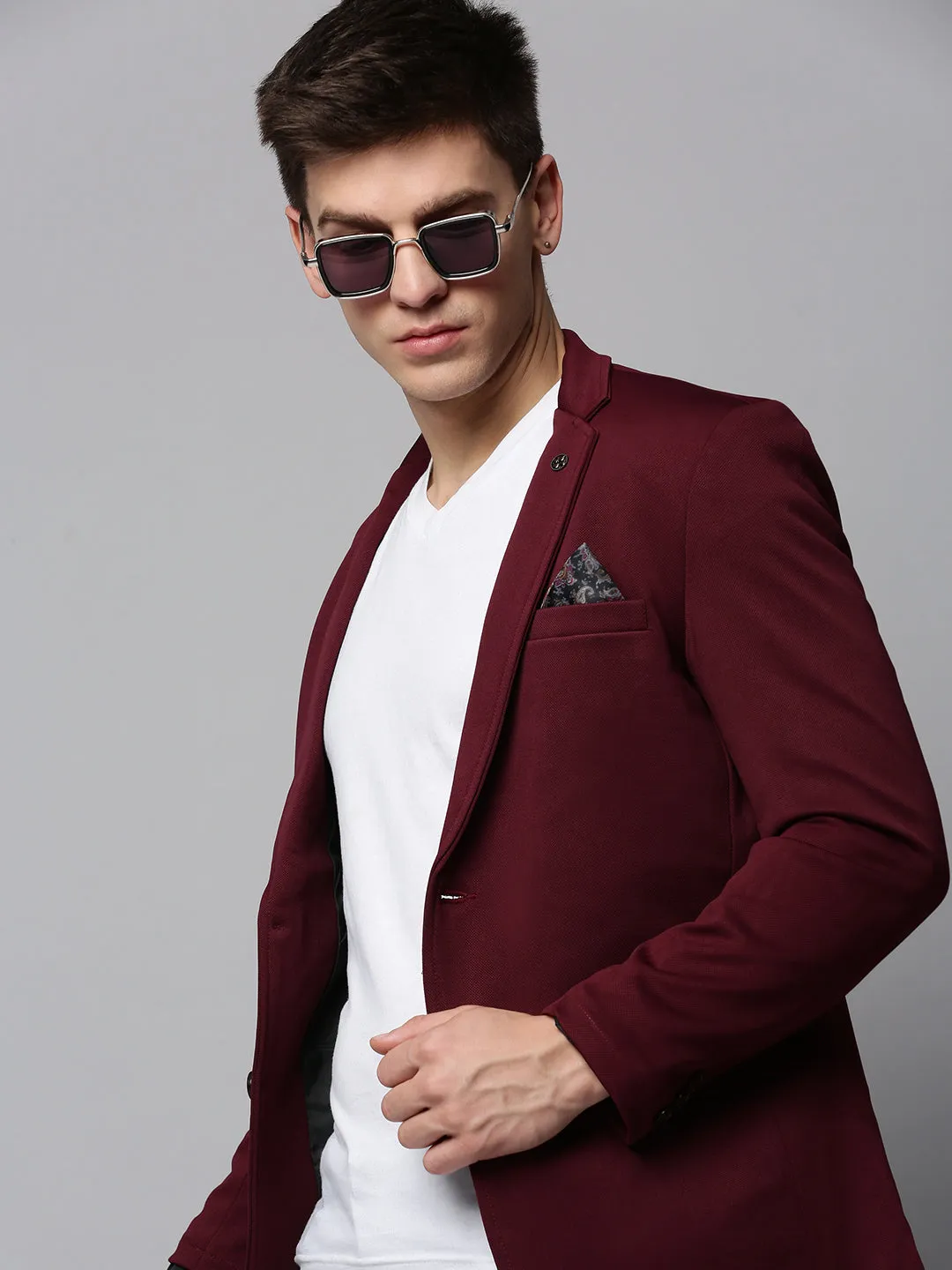 Men Red Solid Blazer