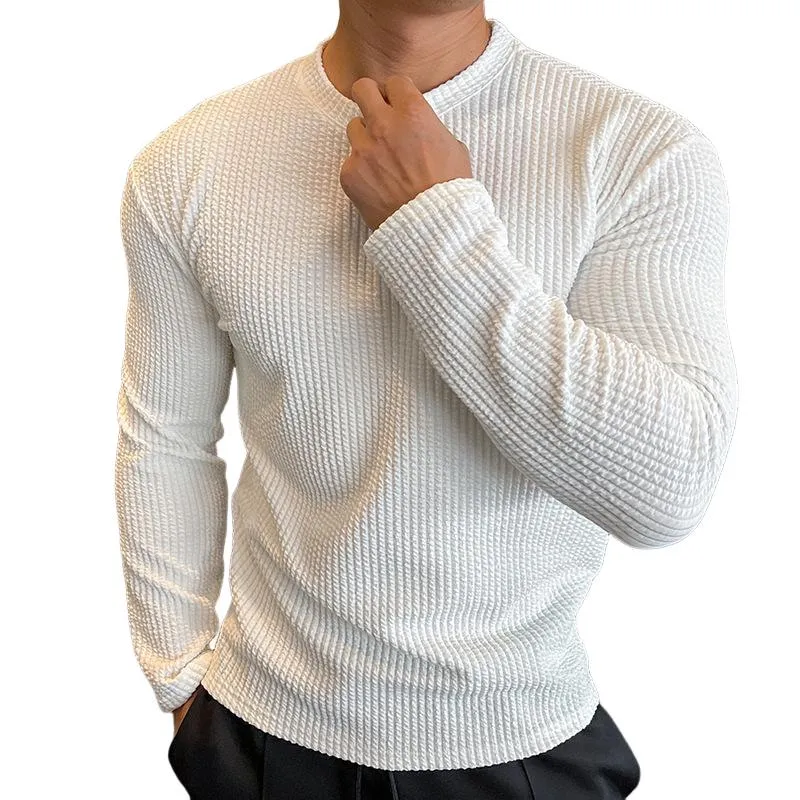 Men's Casual Simple Pullover Knitted Bottoming Shirt　44440745F