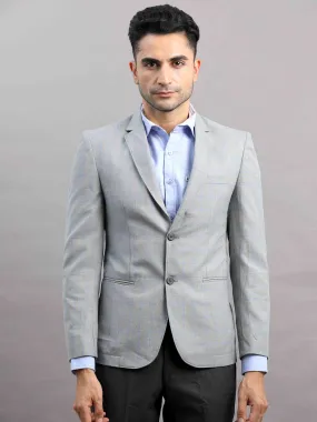 Men's Grey Slim Fit Cotton Blend Full Sleeve Checks Casual Blazer