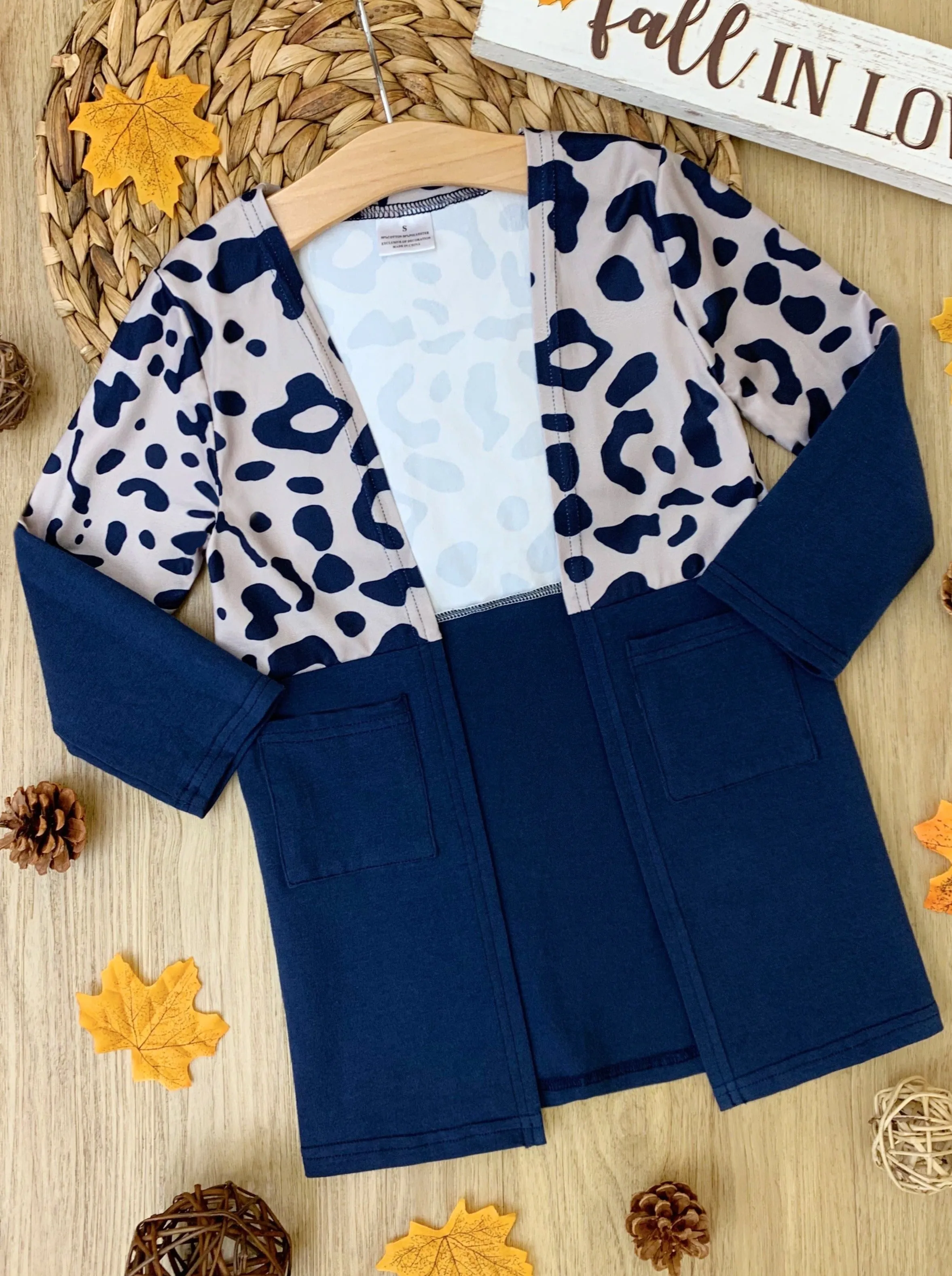 Mommy and Me Oversized Leopard Colorblock Cardigans