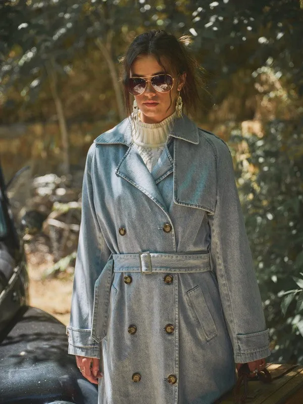 NEW!! Double Breasted Denim Trench Coat