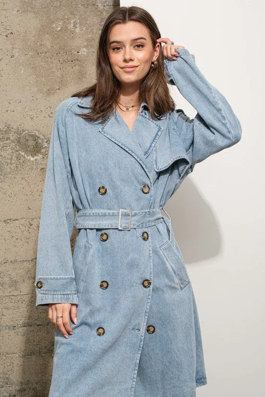 NEW!! Double Breasted Denim Trench Coat