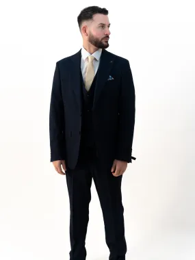 Paolo Navy Blue Double Breasted Three Piece Suit