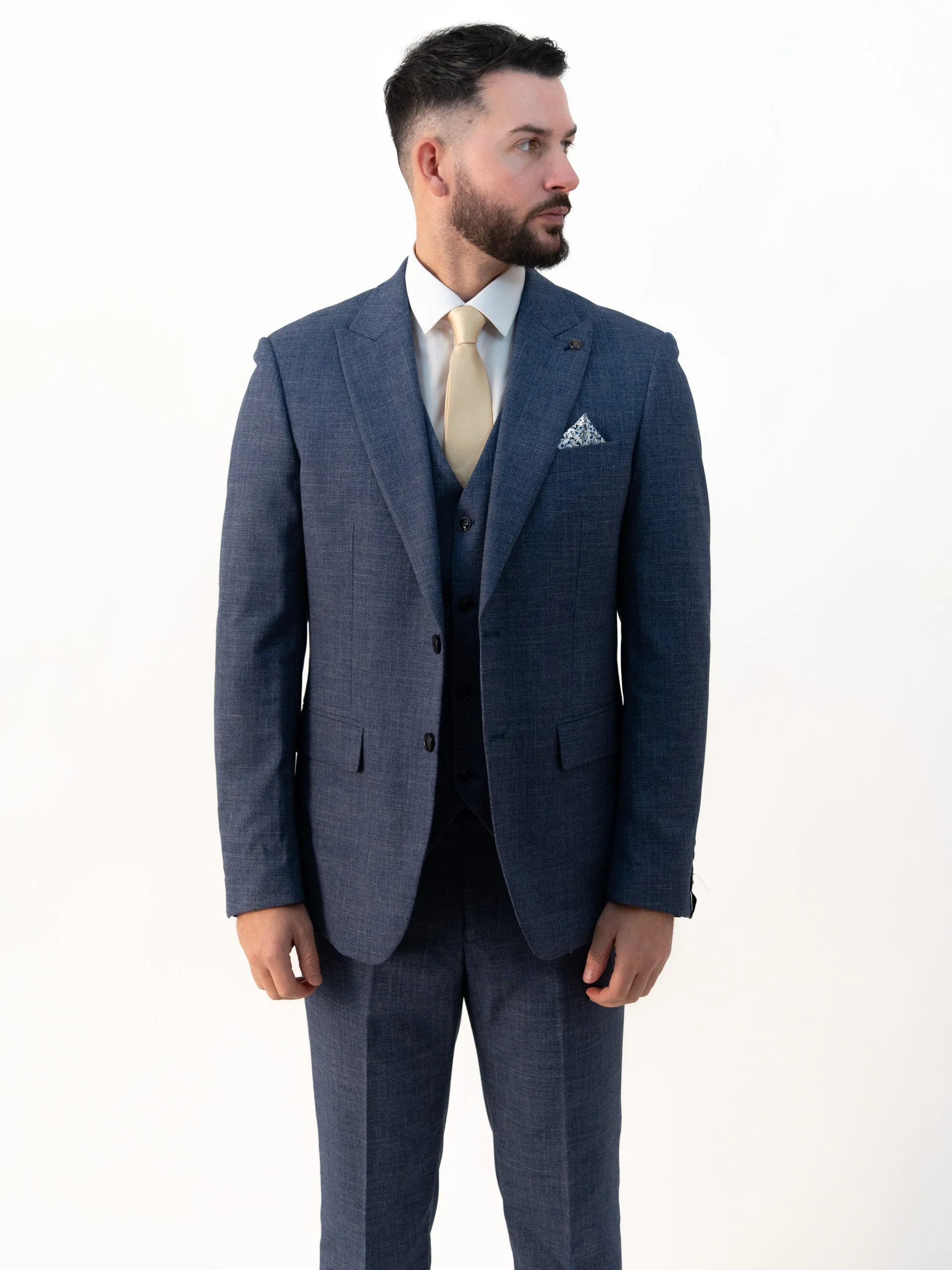 Paolo Sky Blue Double Breasted Three Piece Suit