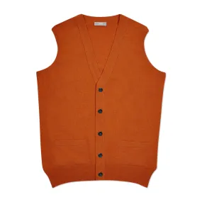 Plain Cashmere Sleeveless Oxton Jumper in Cointreau