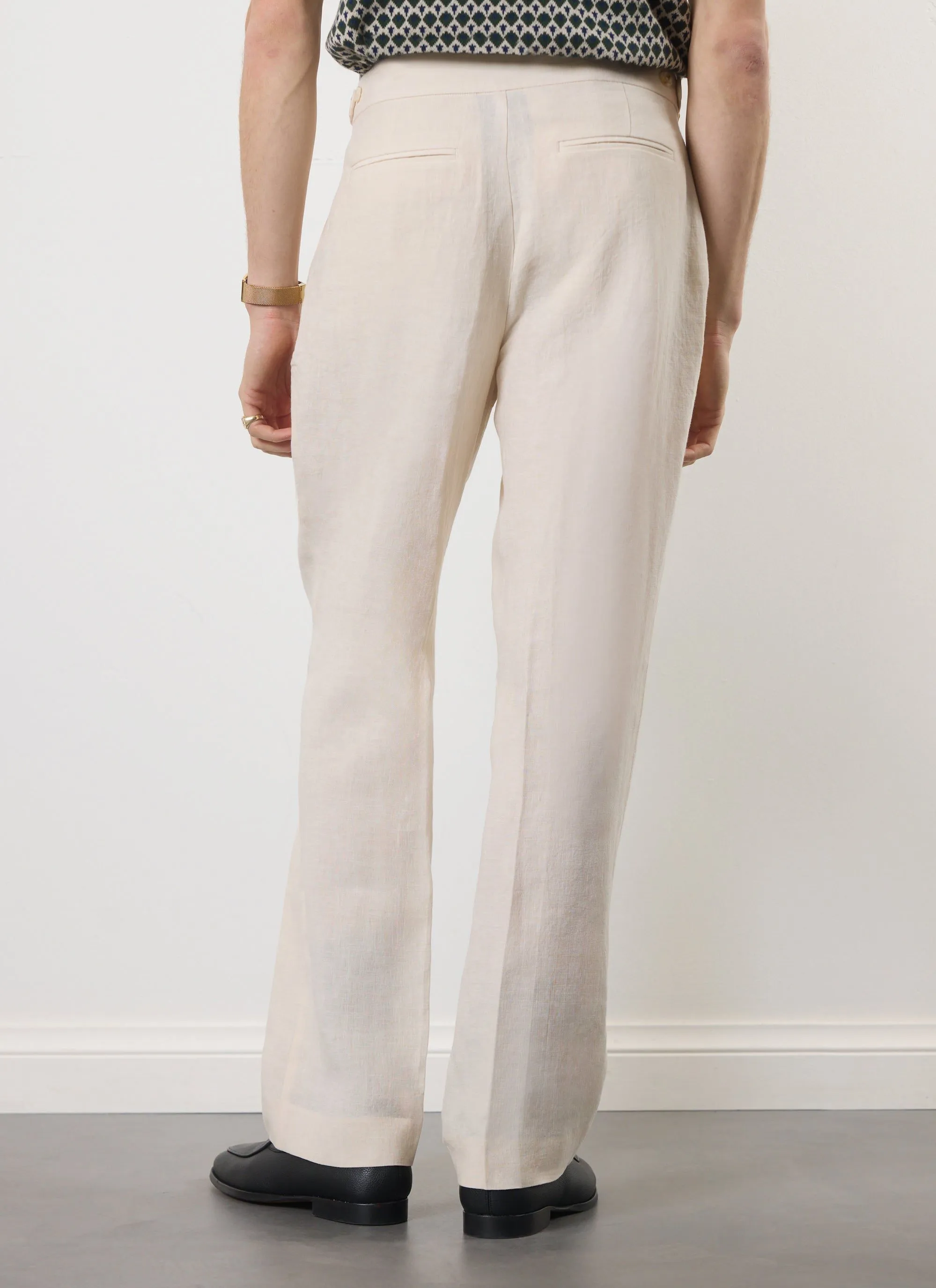 Pleated Tailored Trousers | Linen | Stone