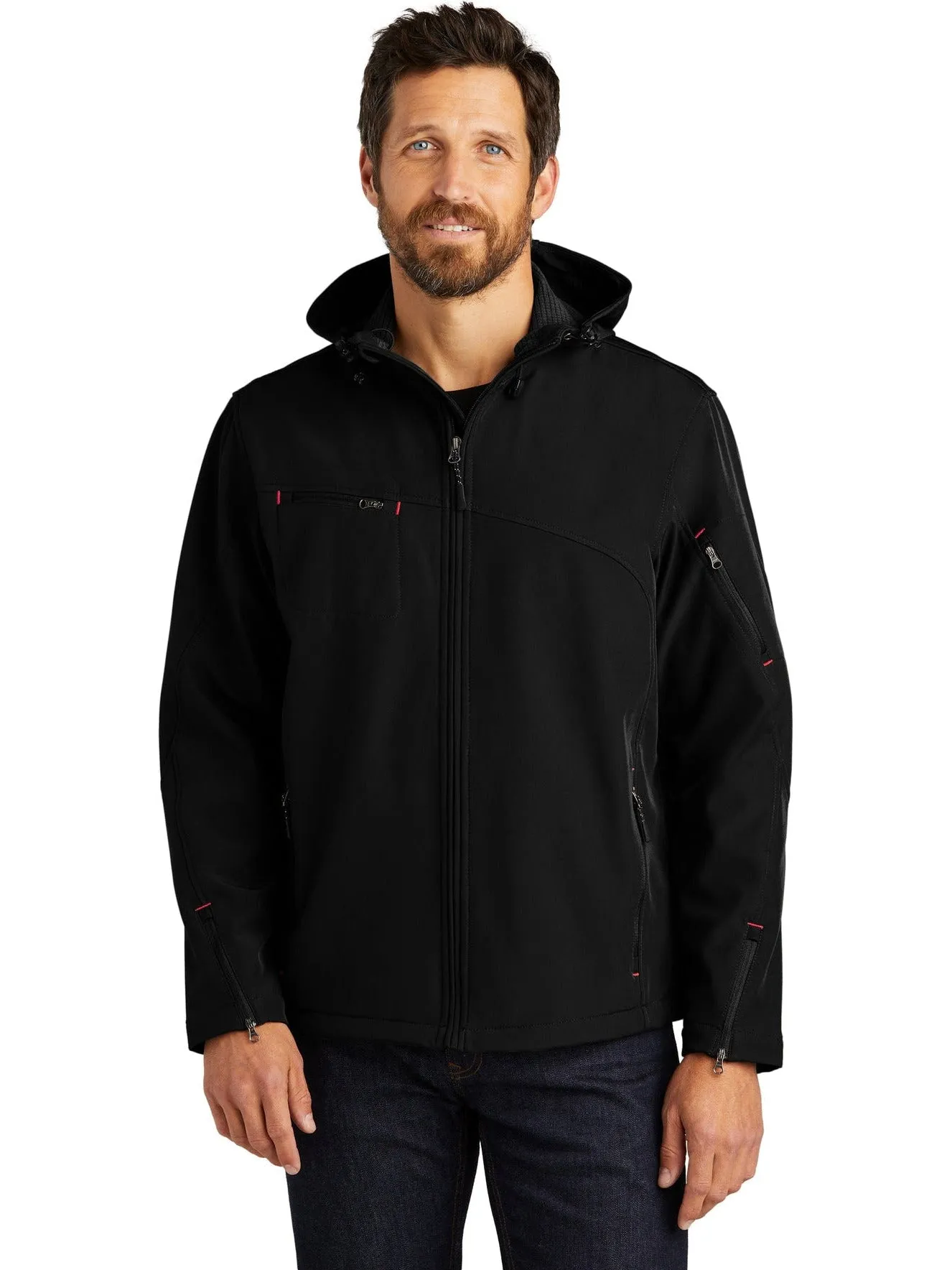 Port Authority Textured Hooded Soft Shell Jacket