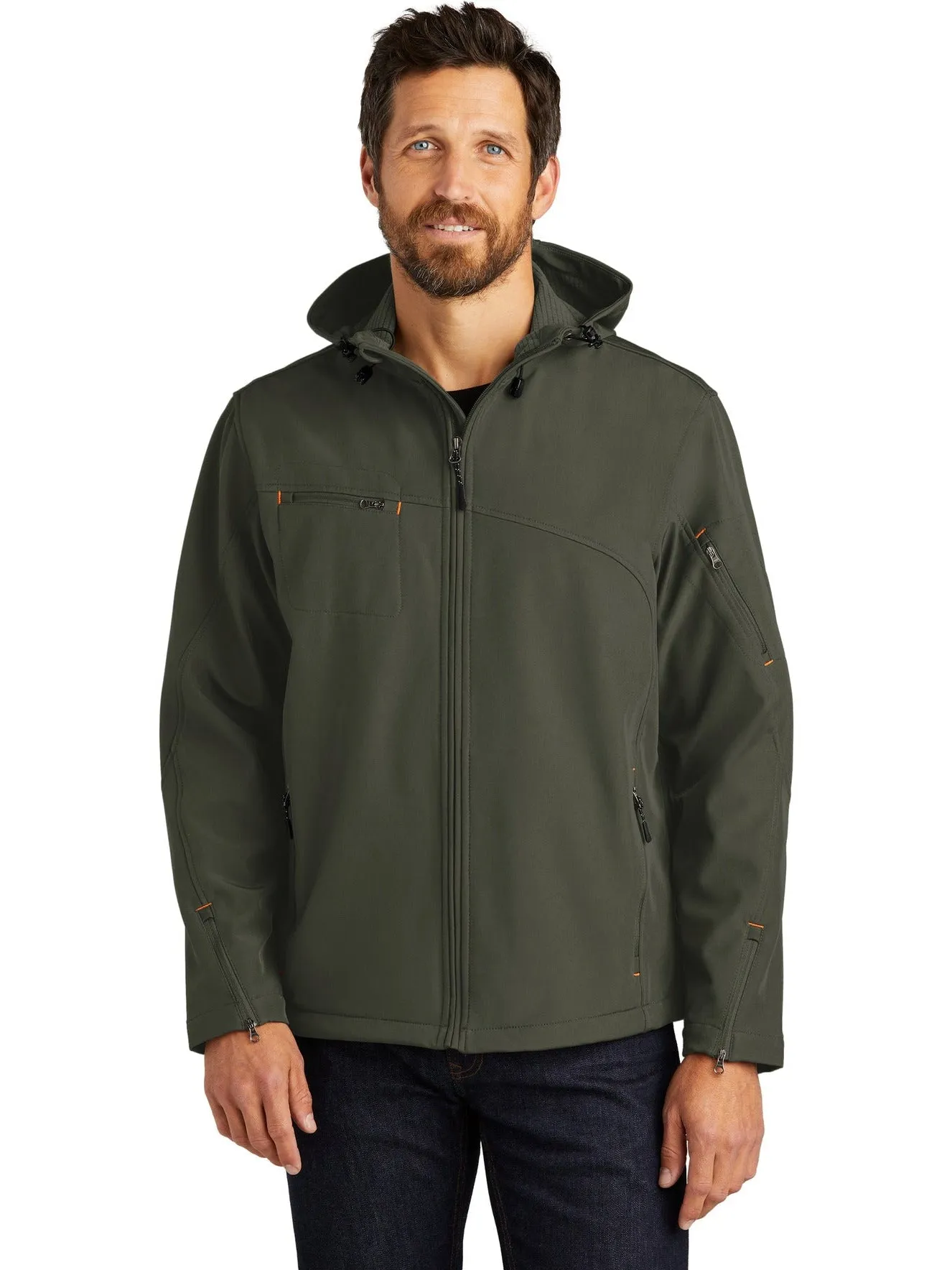 Port Authority Textured Hooded Soft Shell Jacket