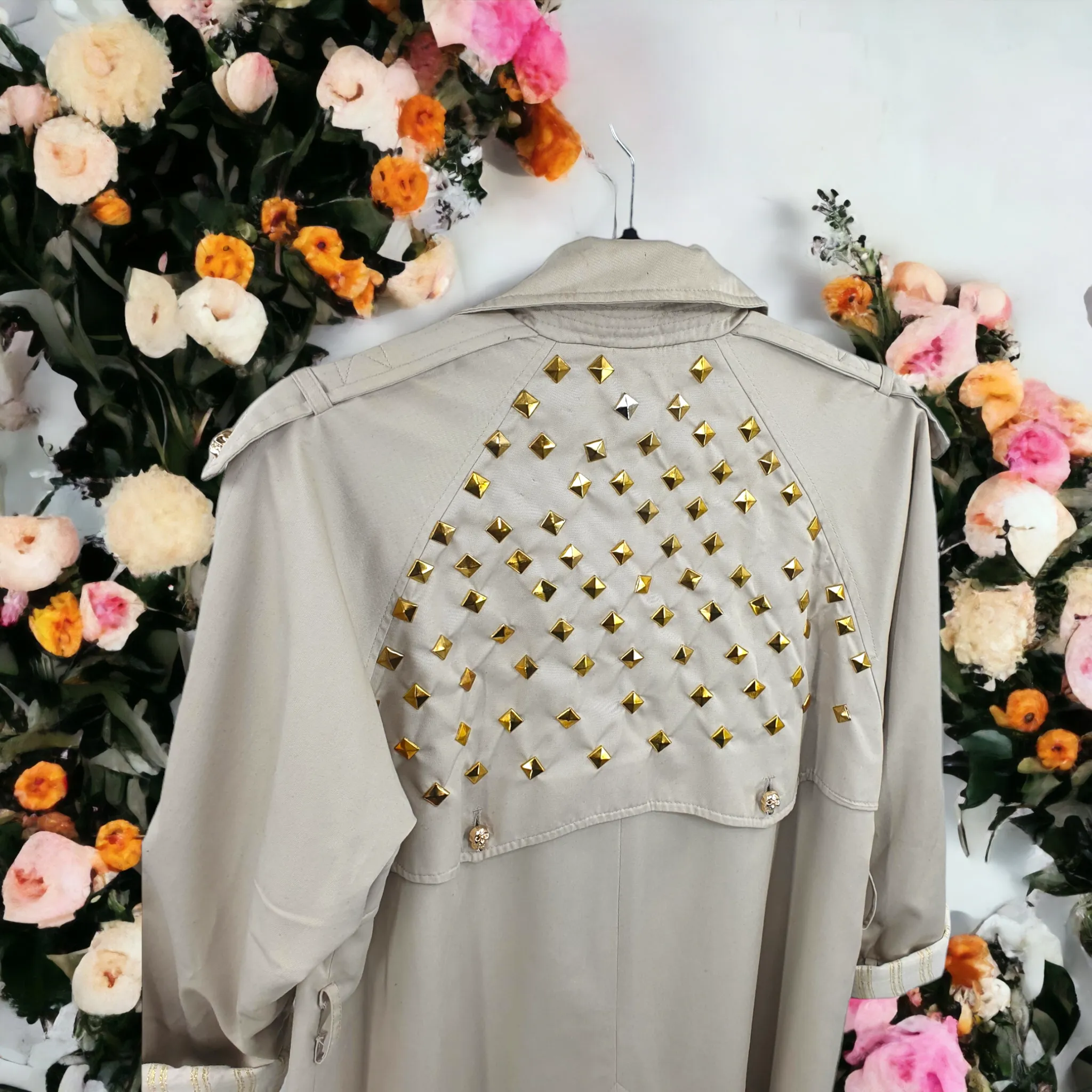 Re-Fashioned Stud & Skull Trench Coat - M/L - House of Fraser, Le Mac