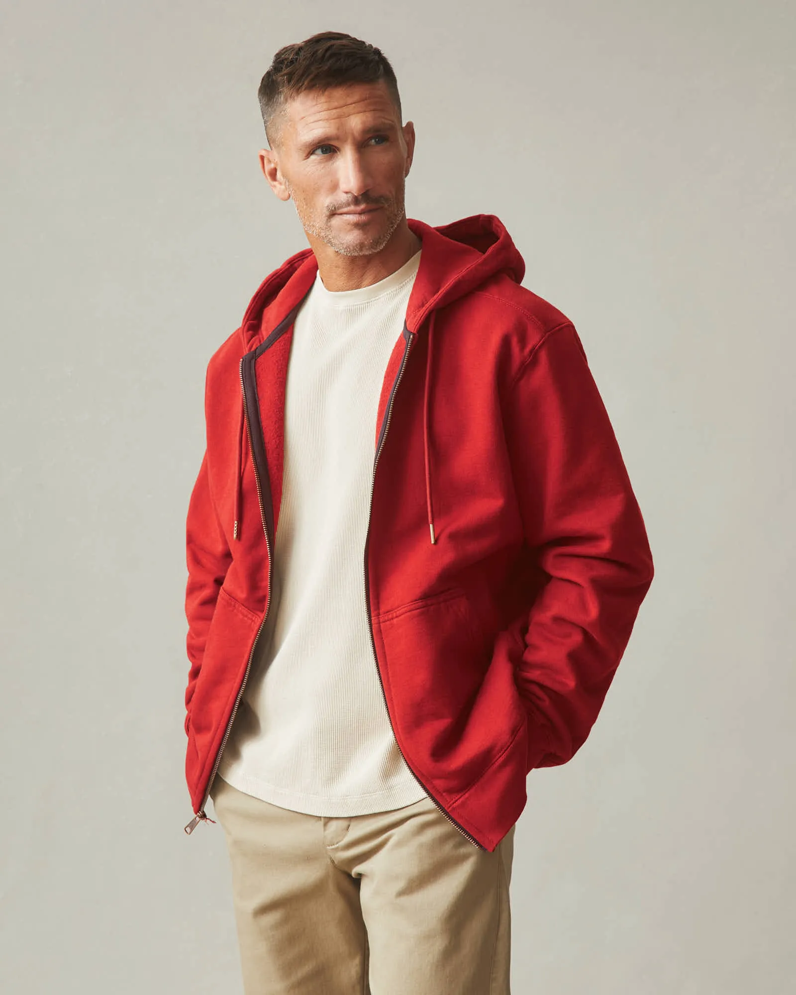 Relaxed Classic Full Zip - Real Red