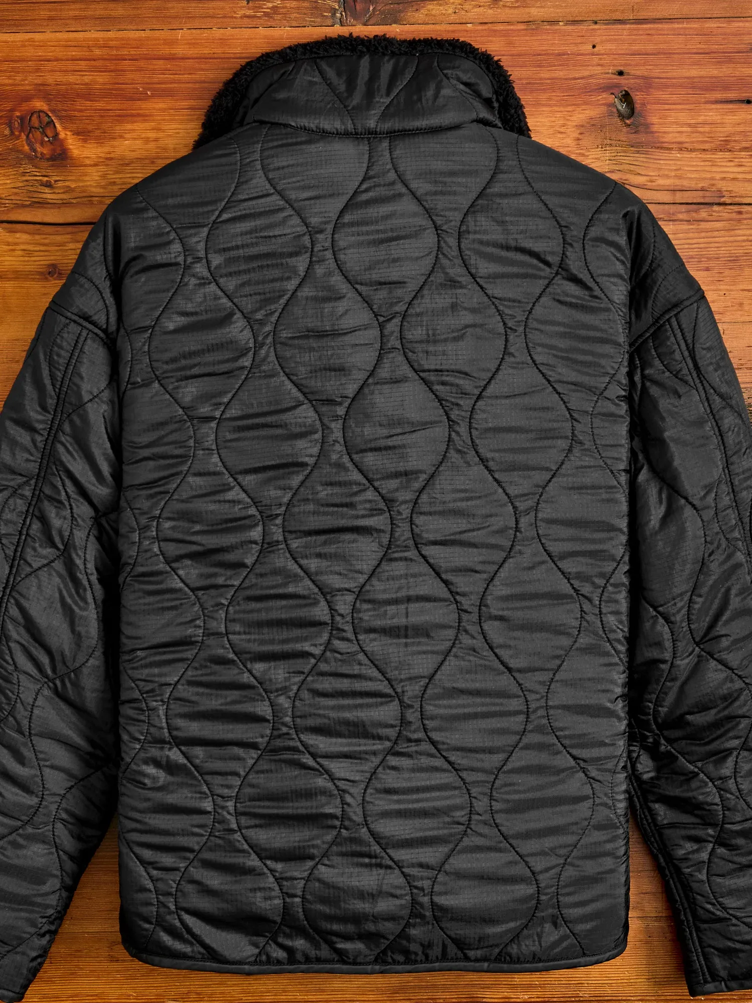 Reversible Nylon Ripstop Boa Liner Jacket in Black