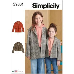 Simplicity Sewing Pattern S9831 Children's and Girls' Jacket in Two Lengths