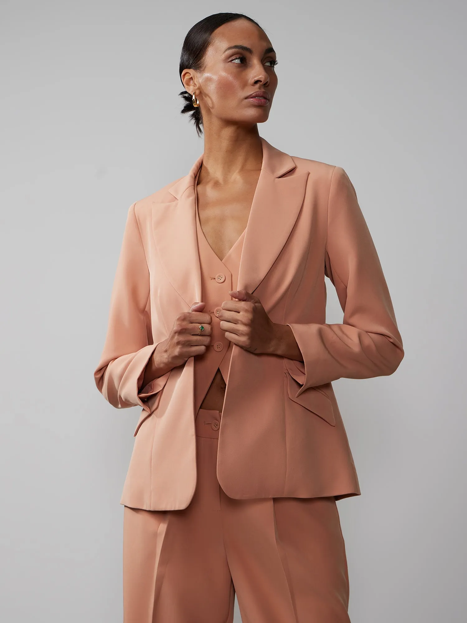 Single-Button Peak-Lapel Blazer