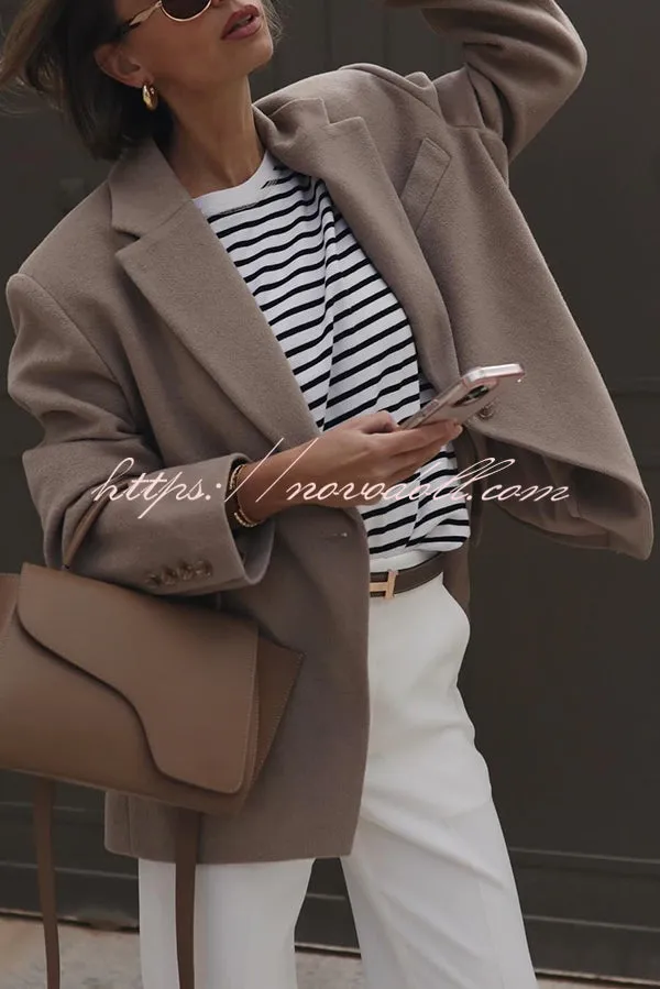 Solid Color Lapel Long Sleeve Loose Blazer