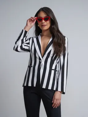 Striped Single-Button Blazer