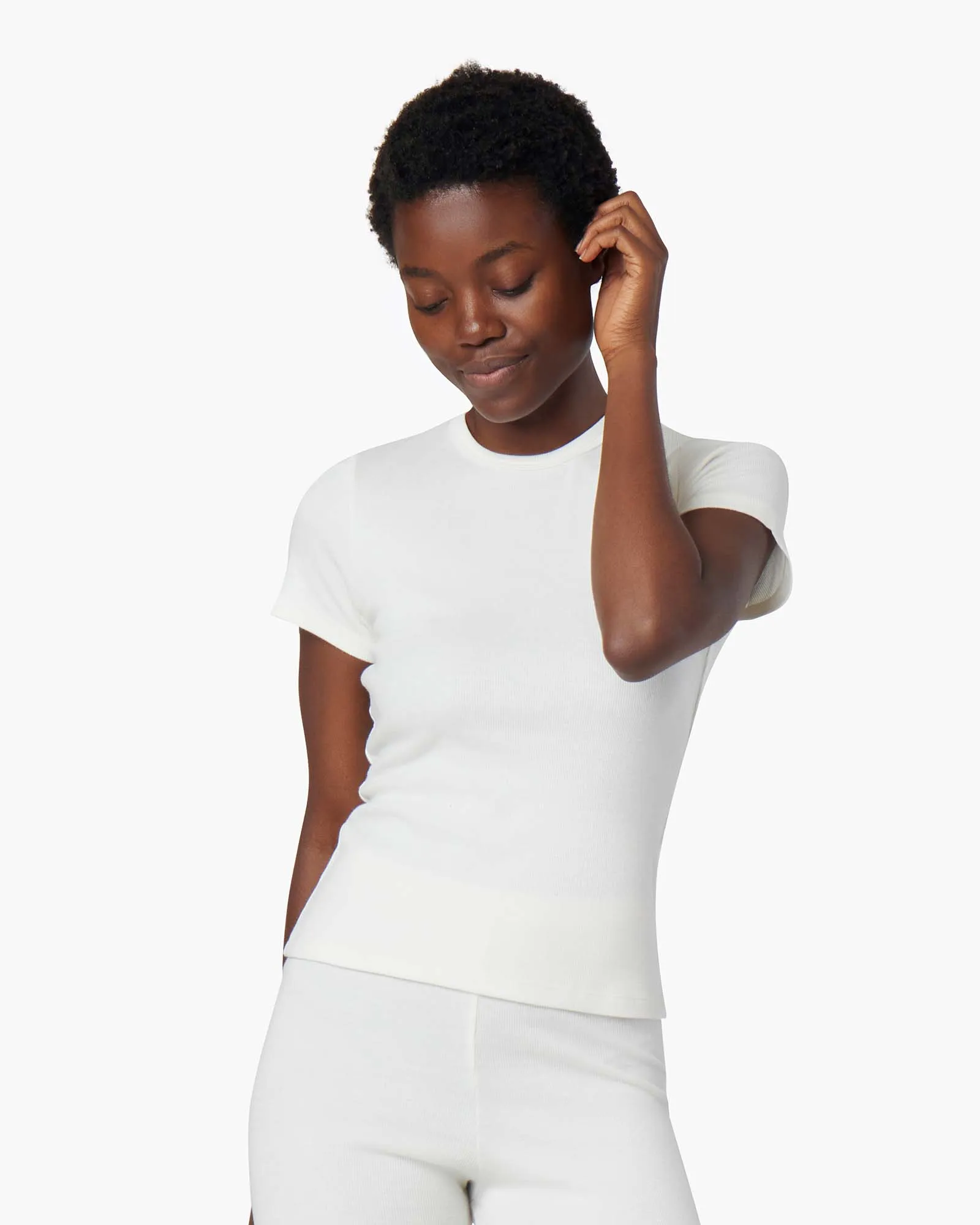 Super Rib Cap Sleeve Tee - Ivory