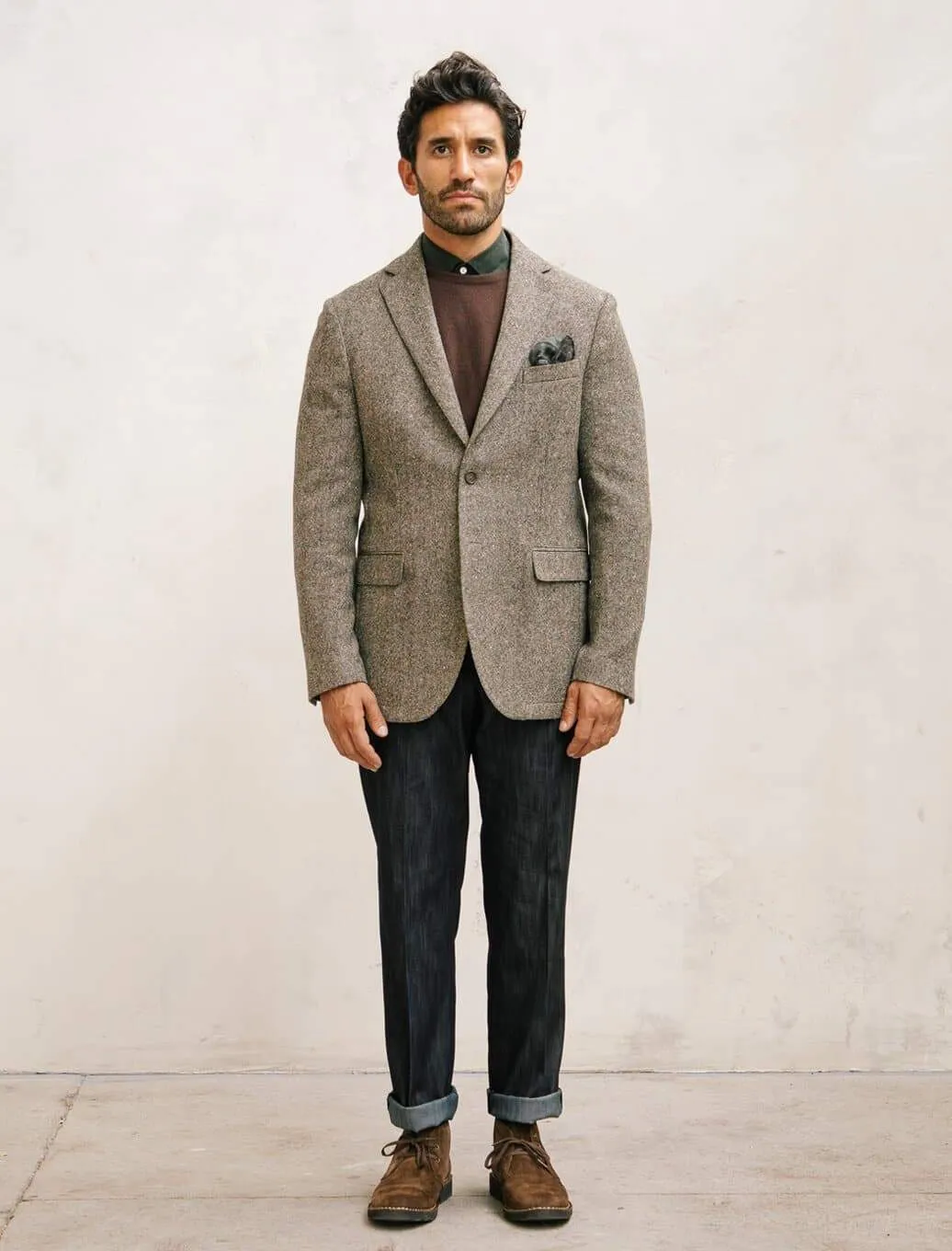 Taupe Donegal Tweed Wool Blazer